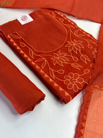 Soft Chanderi unstitched salwar set appliqué/ 1695