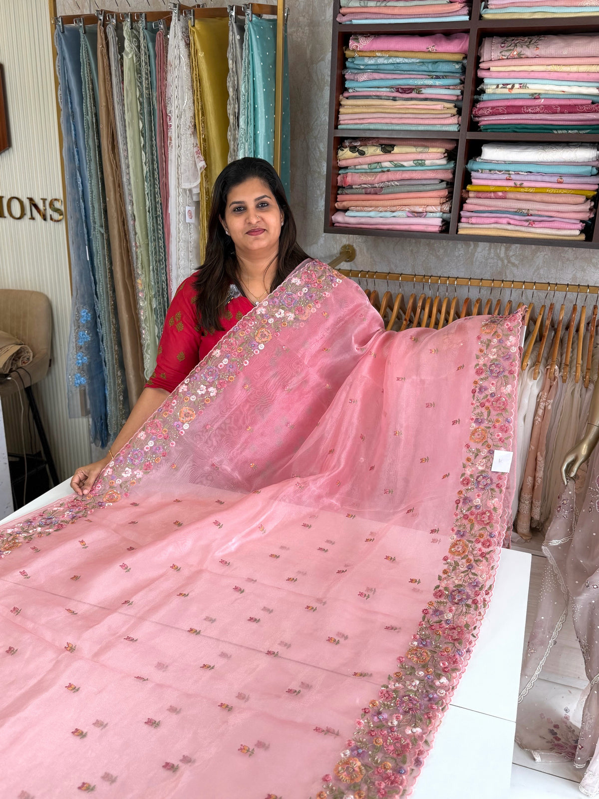 Glass organza saree/ 67HL