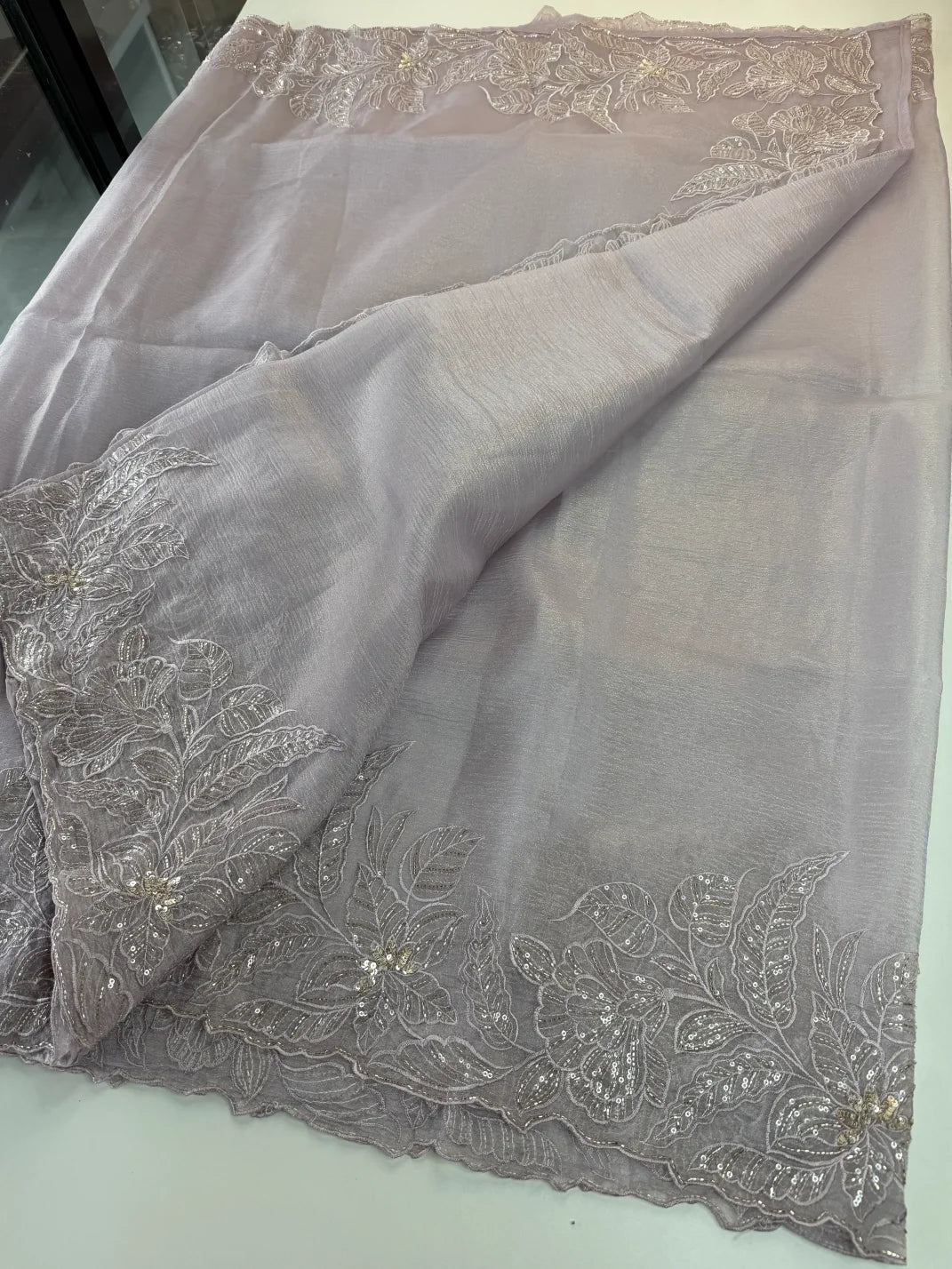 Crushed Foil blended Organza Saree/ AM104
