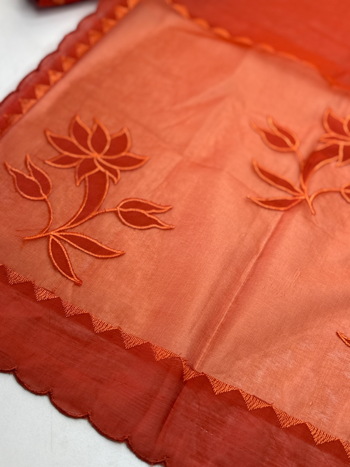 Soft Chanderi unstitched salwar set appliqué/ 1695