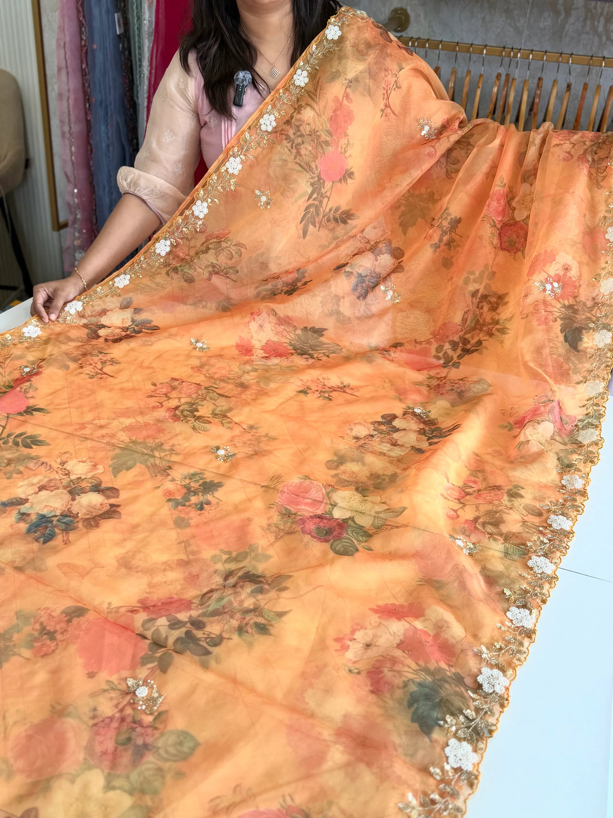 Party wear organza saree/ 3656