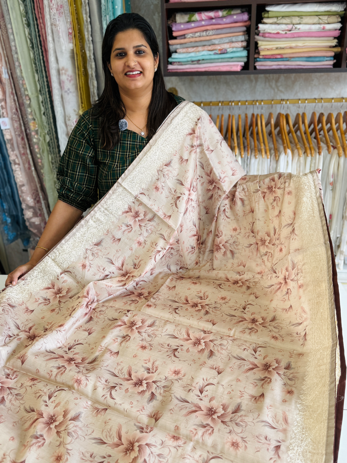 Soft semi Tussar finished saree/ FC433