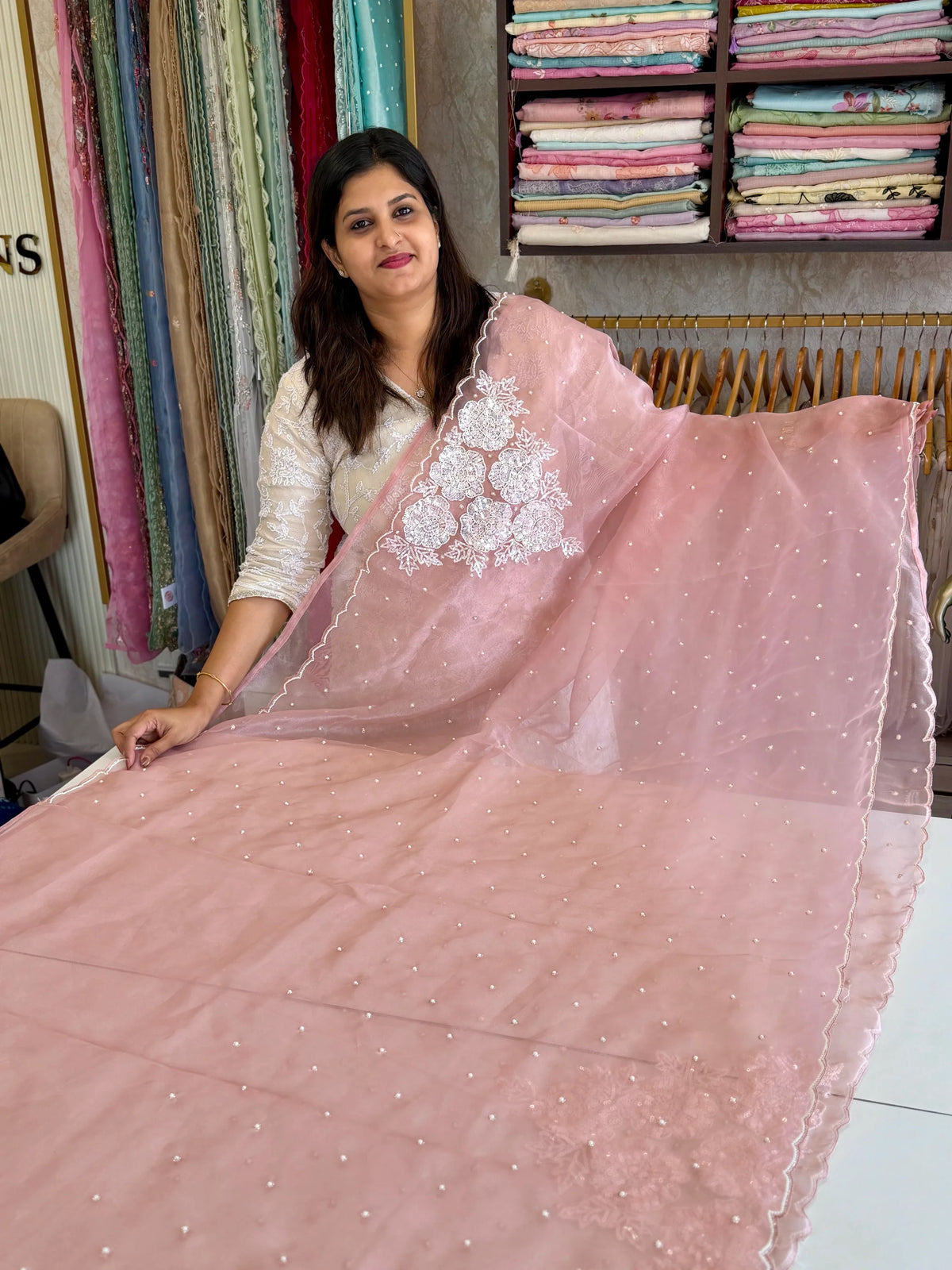 Glass Organza Saree/ AP1010