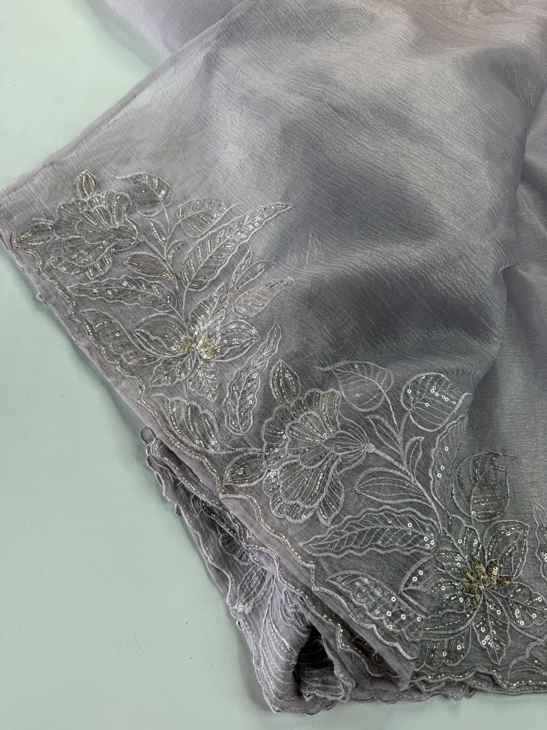 Crushed Foil blended Organza Saree/ AM104