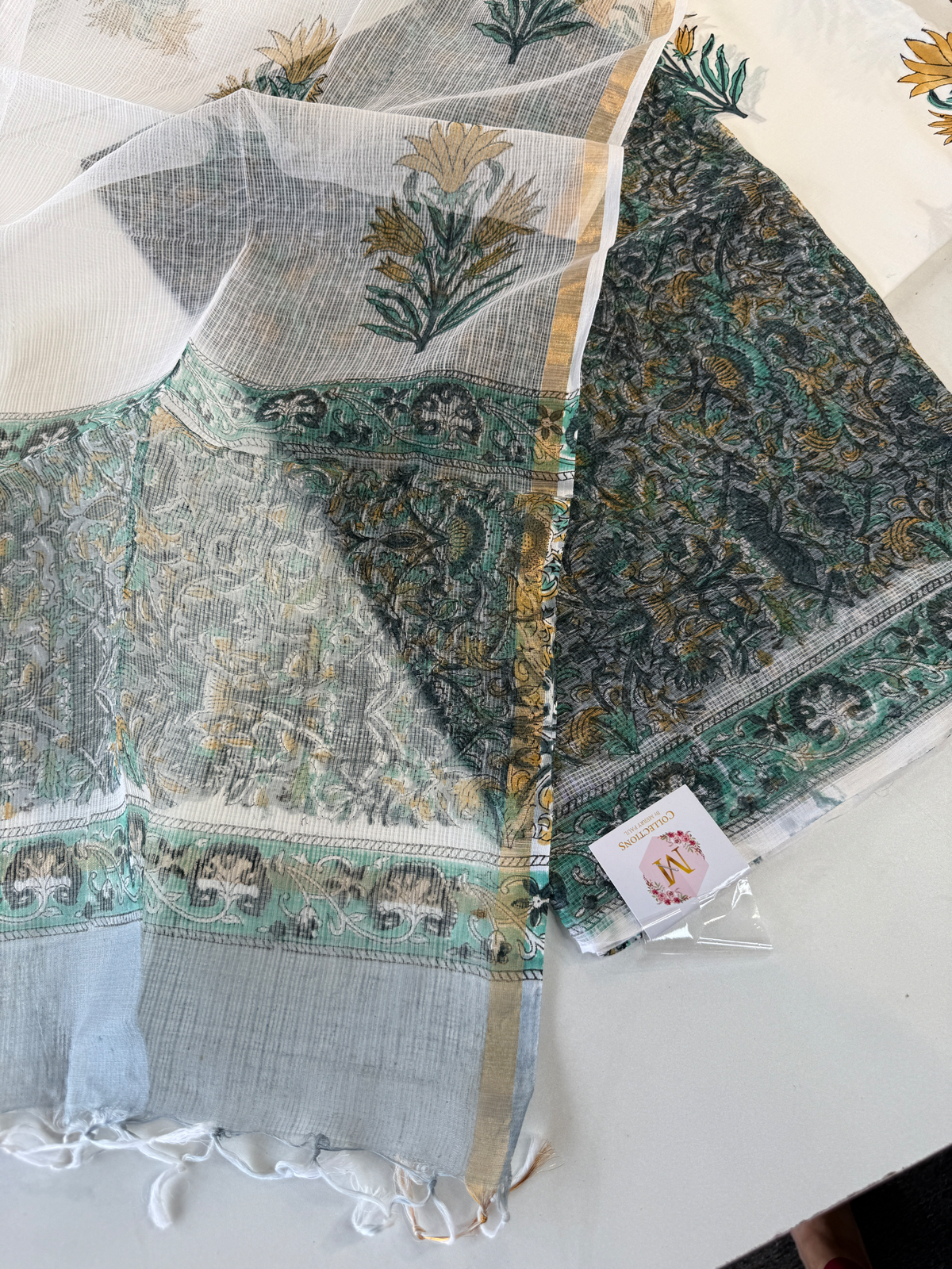 Hand block printed kotta Doria unstitched salwar set/ LK14