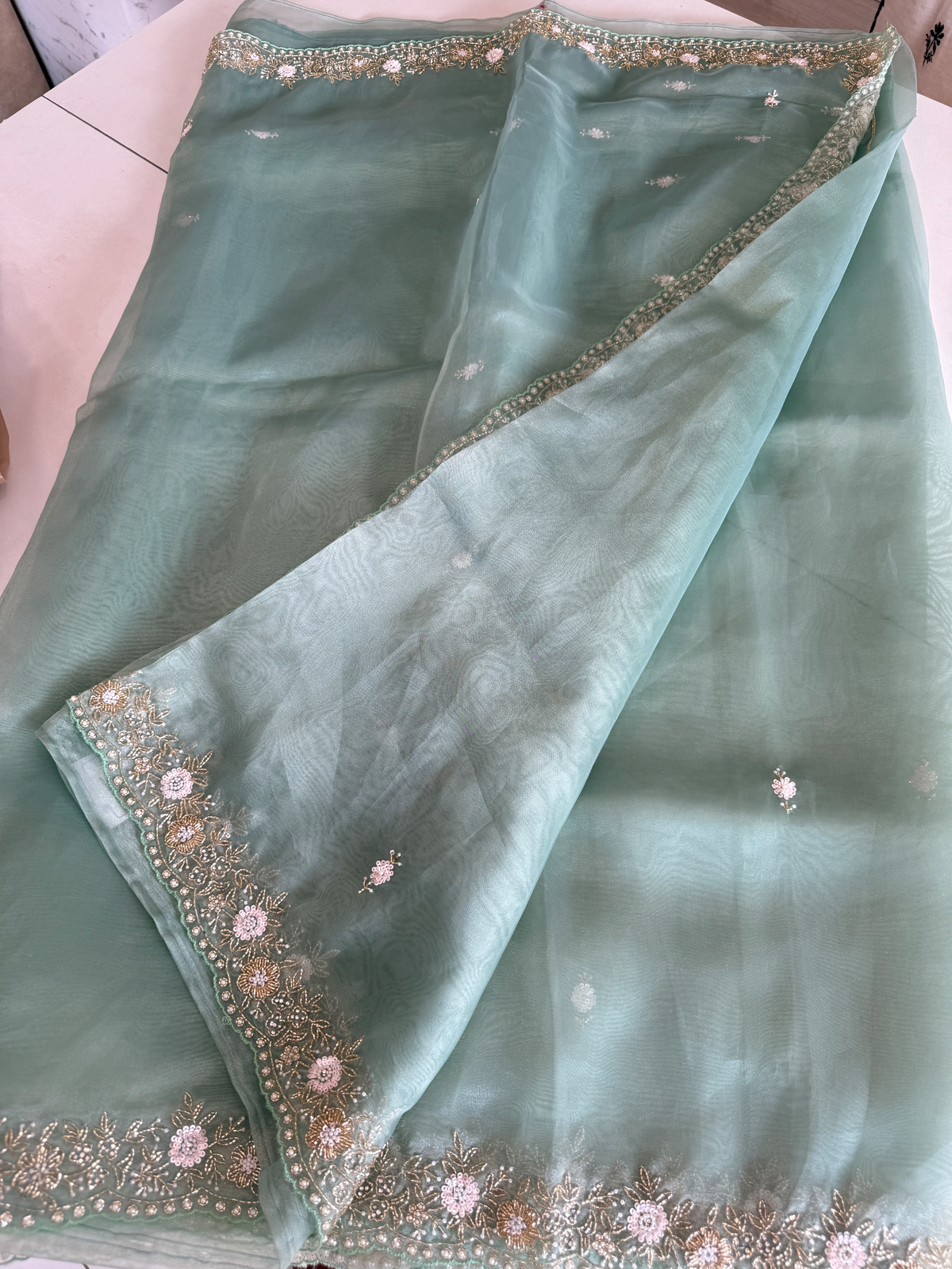 Glass organza party wear saree/ SA850