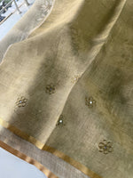 Tissue linen Blened saree / 14545