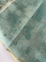 Tissue linen Blened saree / 14545