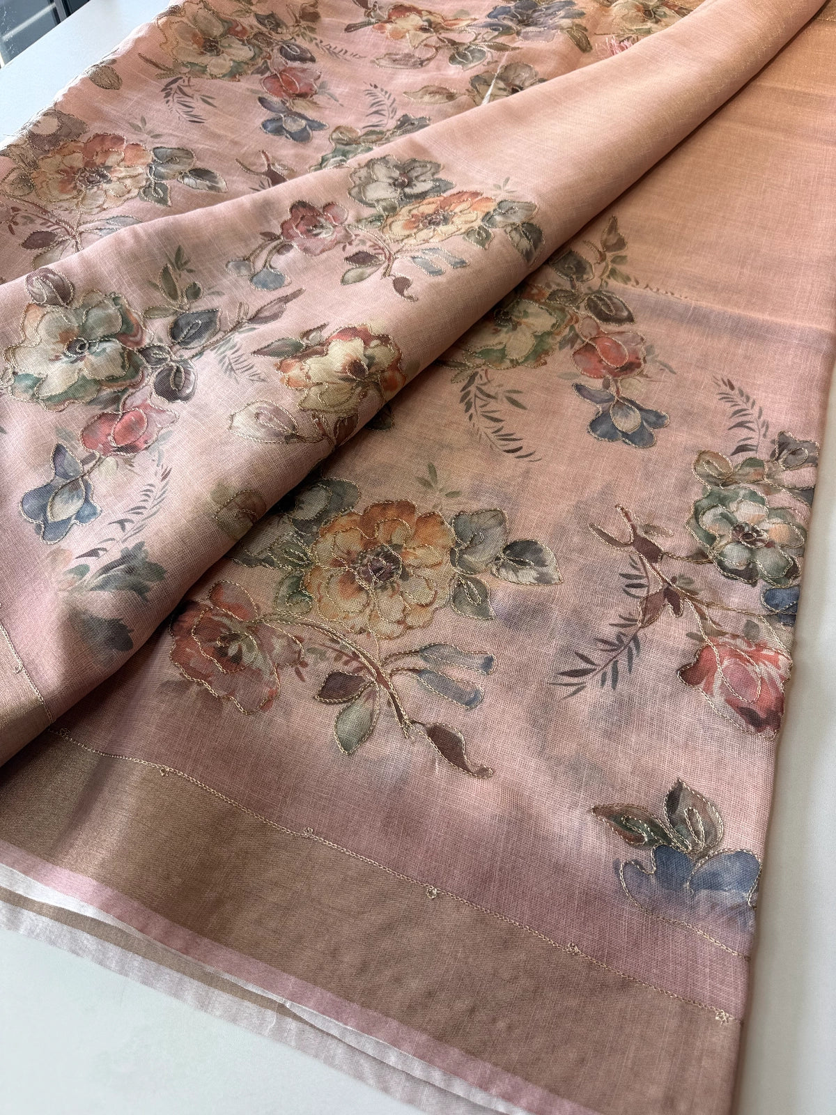 Tissue Linen Blend Saree/ C562