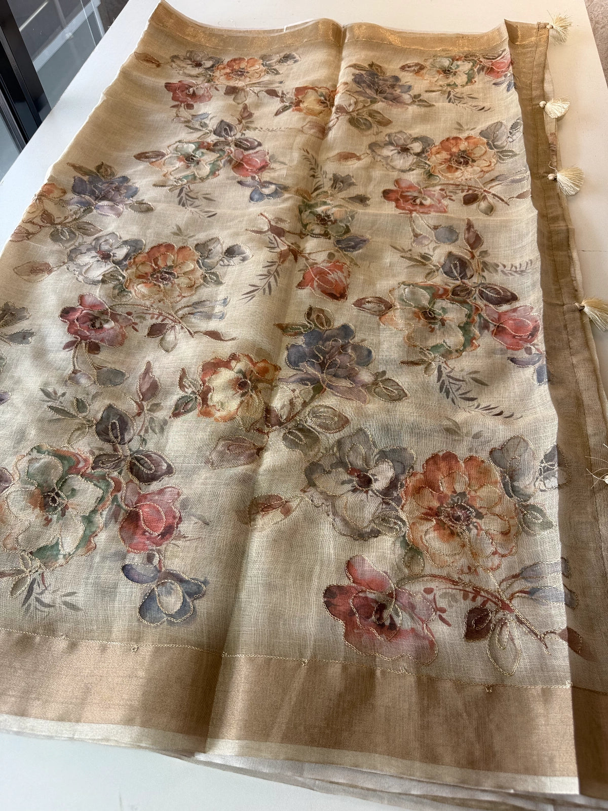 Tissue Linen Blend Saree/ C562