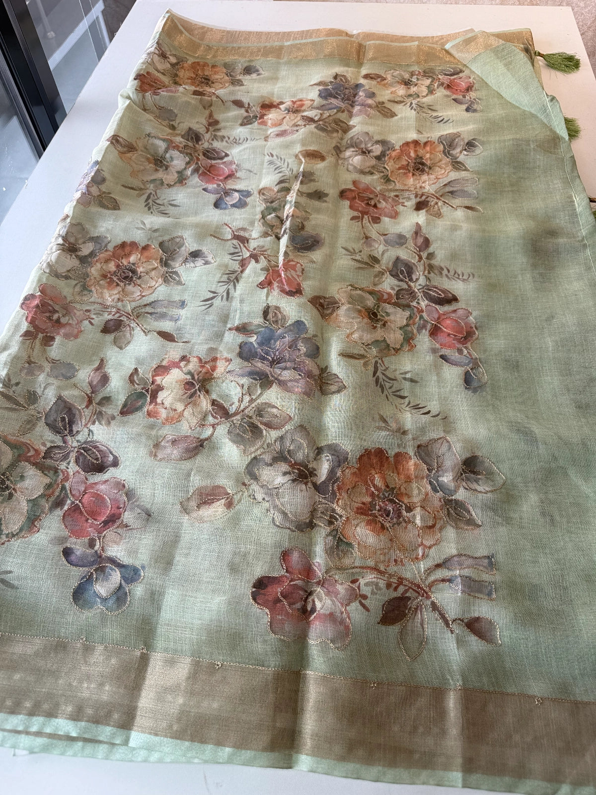 Tissue Linen Blend Saree/ C562