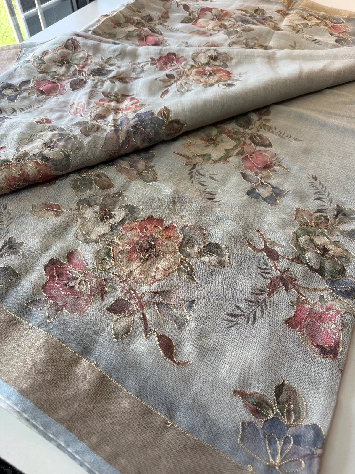 Tissue Linen Blend Saree/ C562