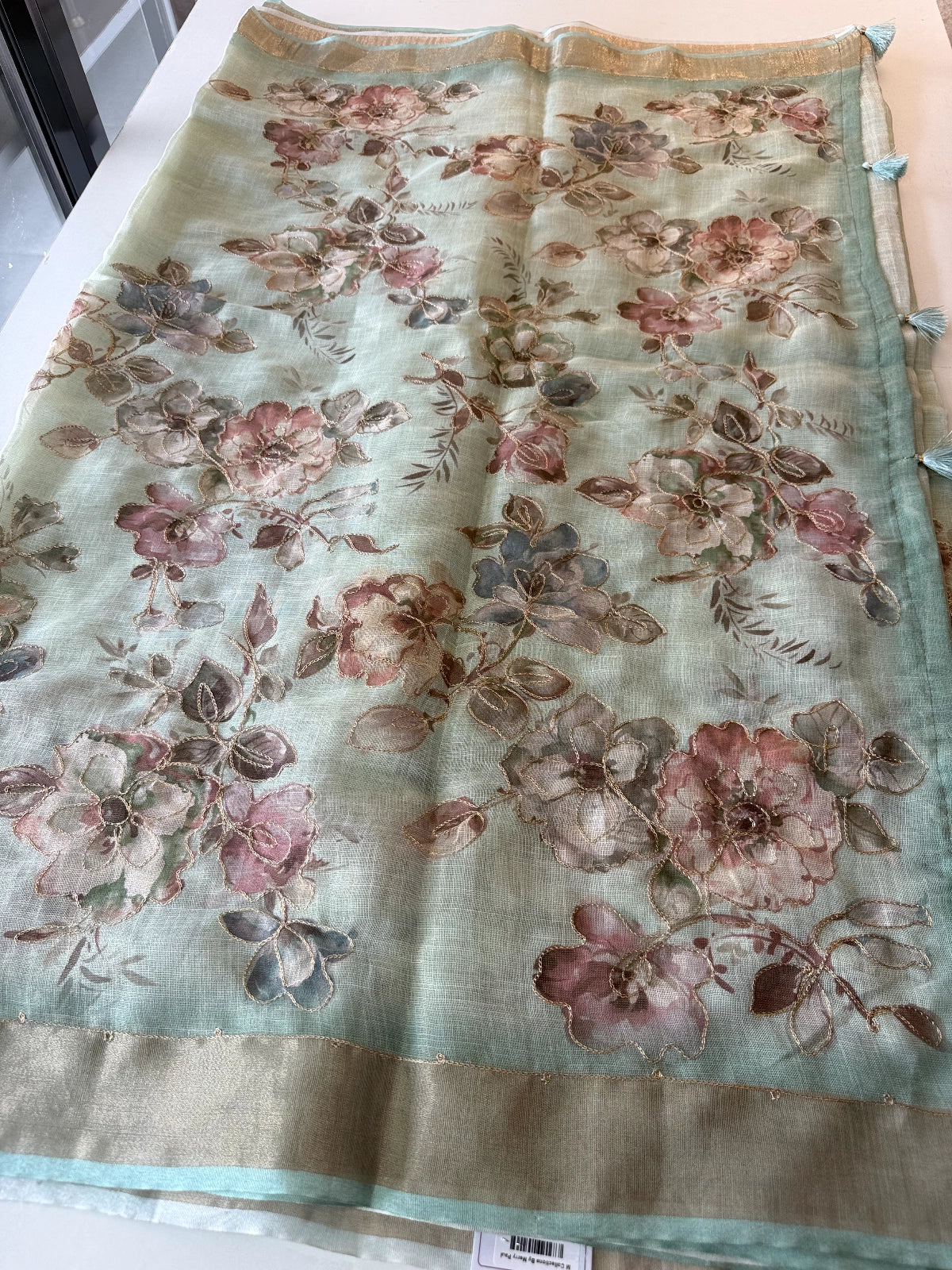 Tissue Linen Blend Saree/ C562