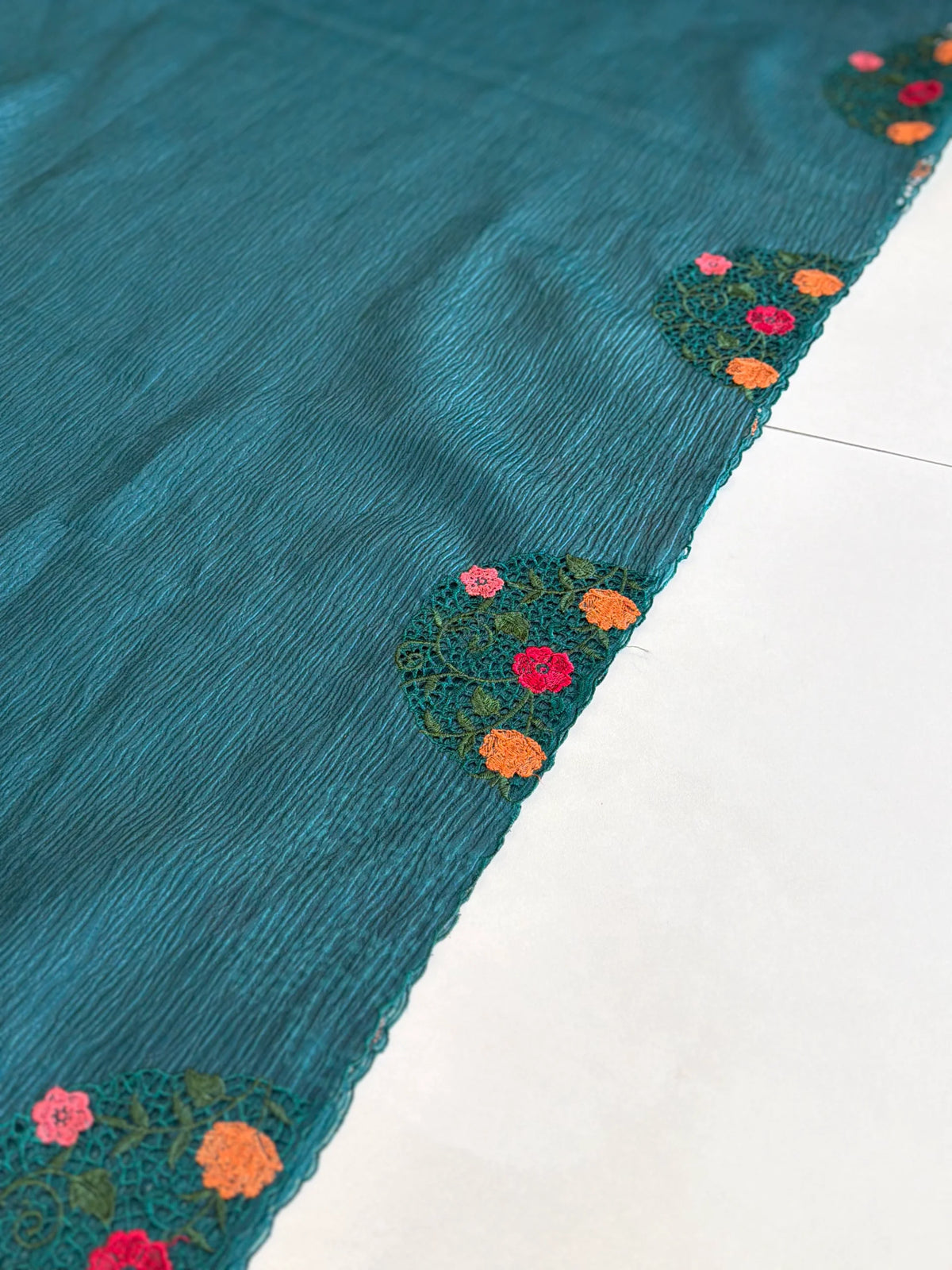 Crushed crape saree/ TU11