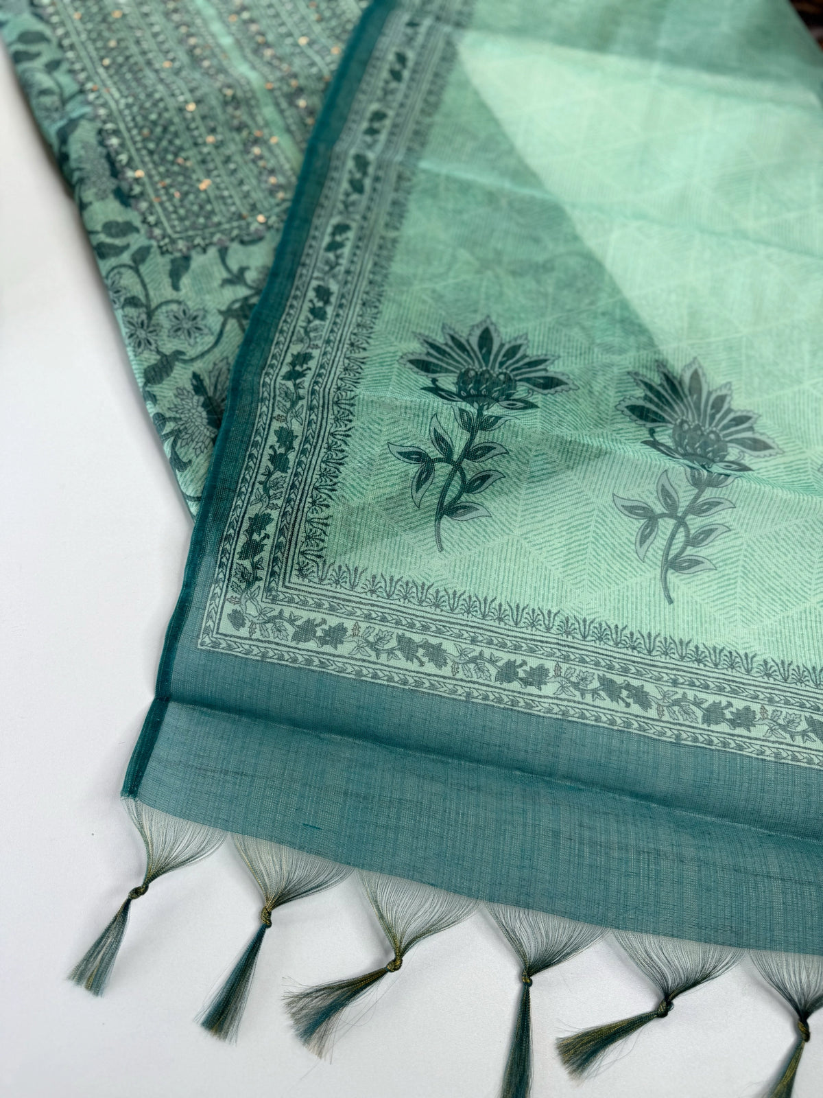 Tissue linen unstitched salwar set / C804