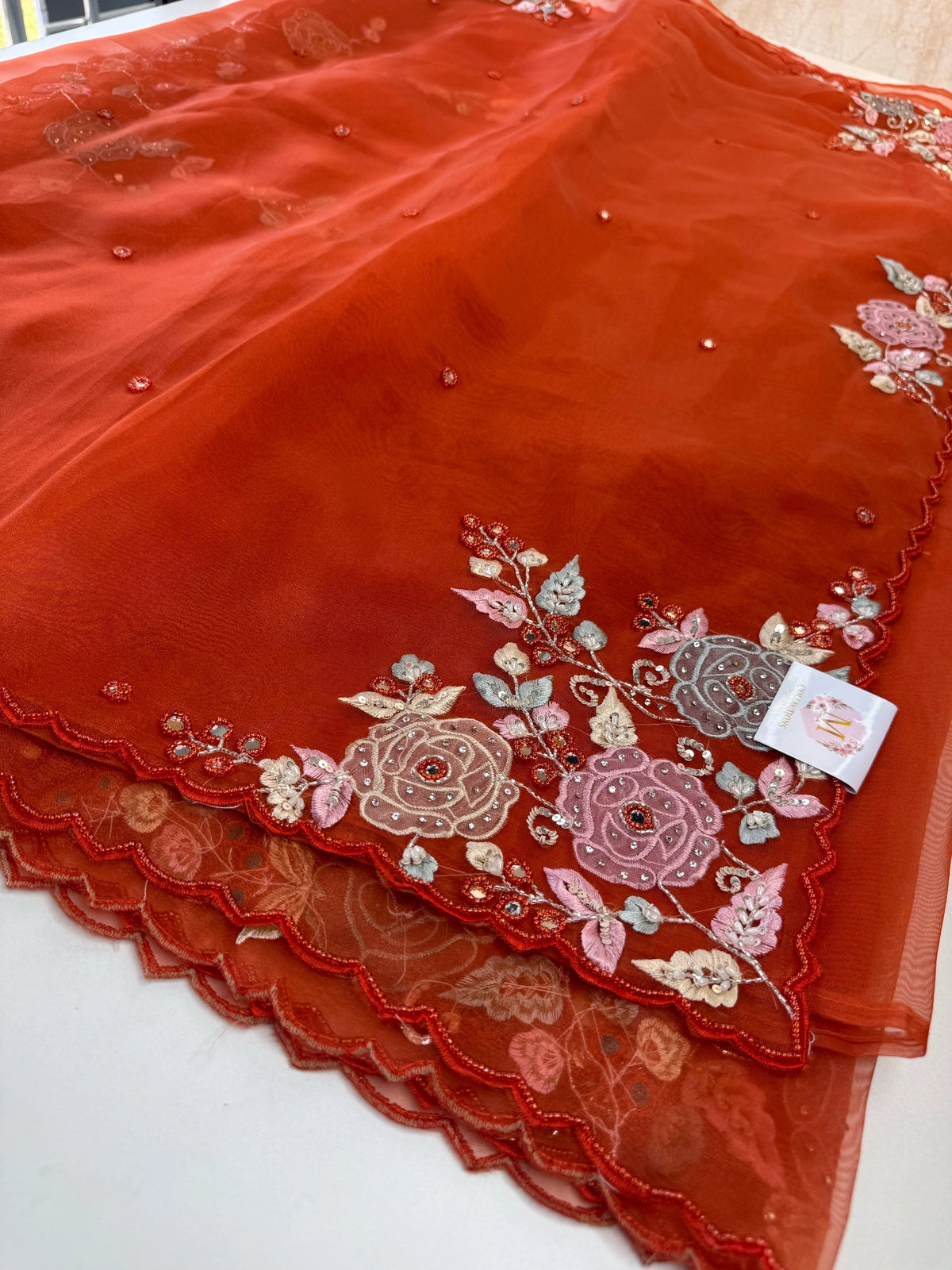 Glass Organza Saree/ SA007