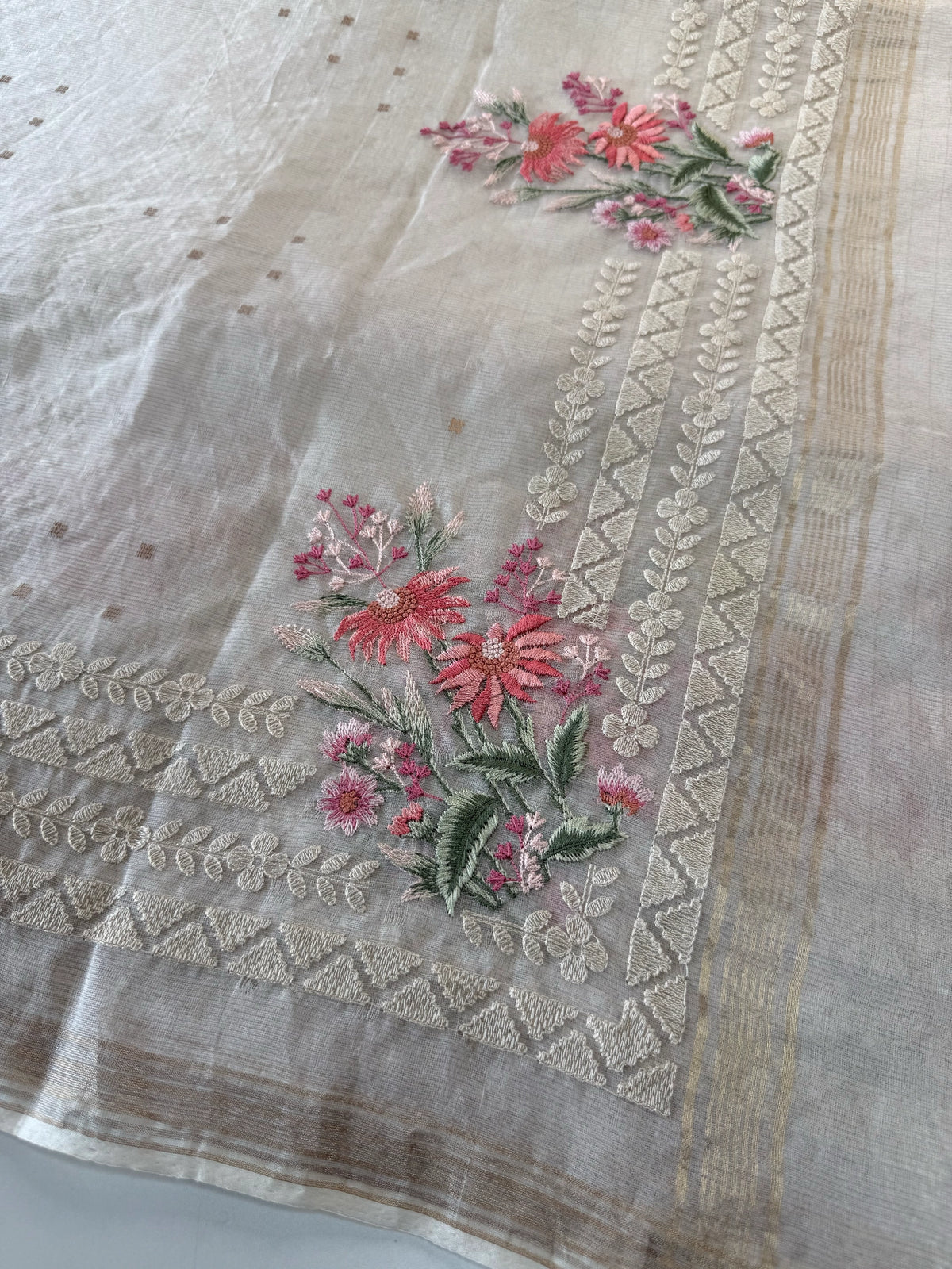 Premium Handloom kora silk Saree/ RE3769