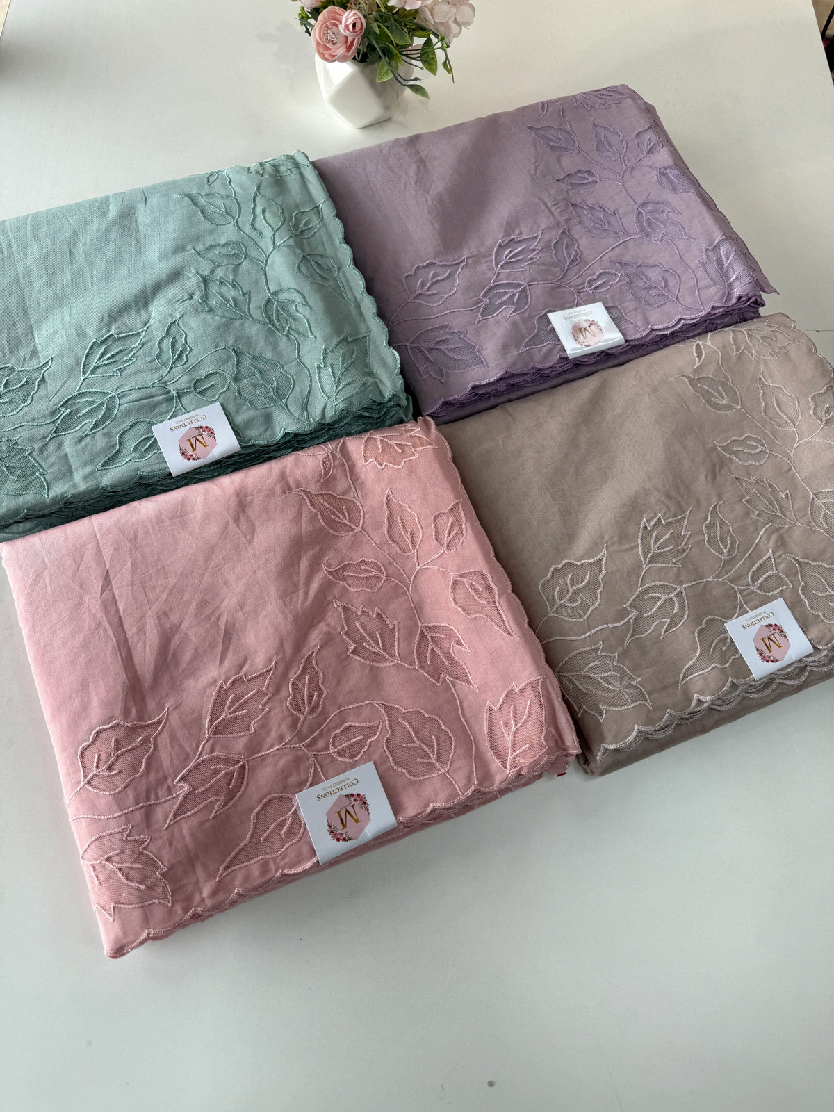 Cotton net Appliqué work Saree/ 125EFS