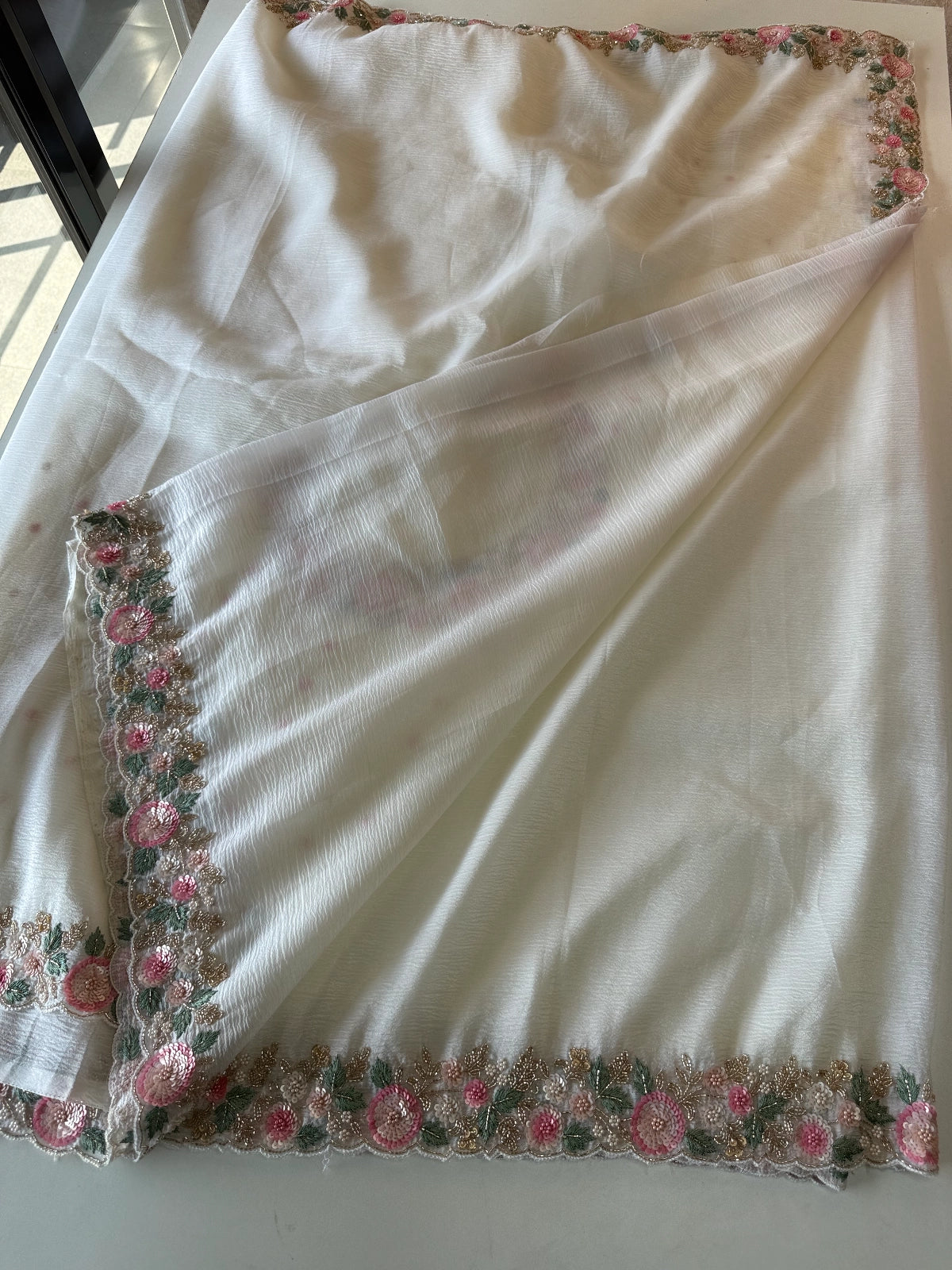 Platinum Crush Saree white / MC3119