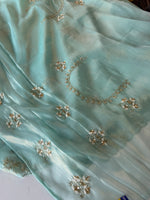 Tissue Organza turquoise blue/ 944R