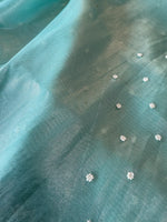 Tissue Organza saree in turquoise blue / SR616