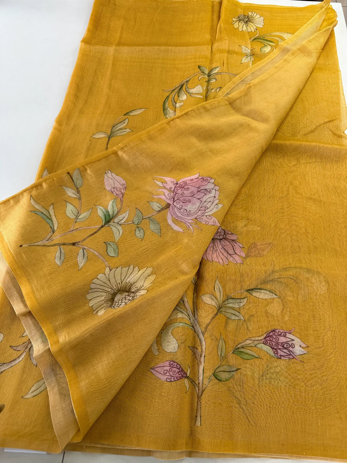 Handloom pure kotta yellow