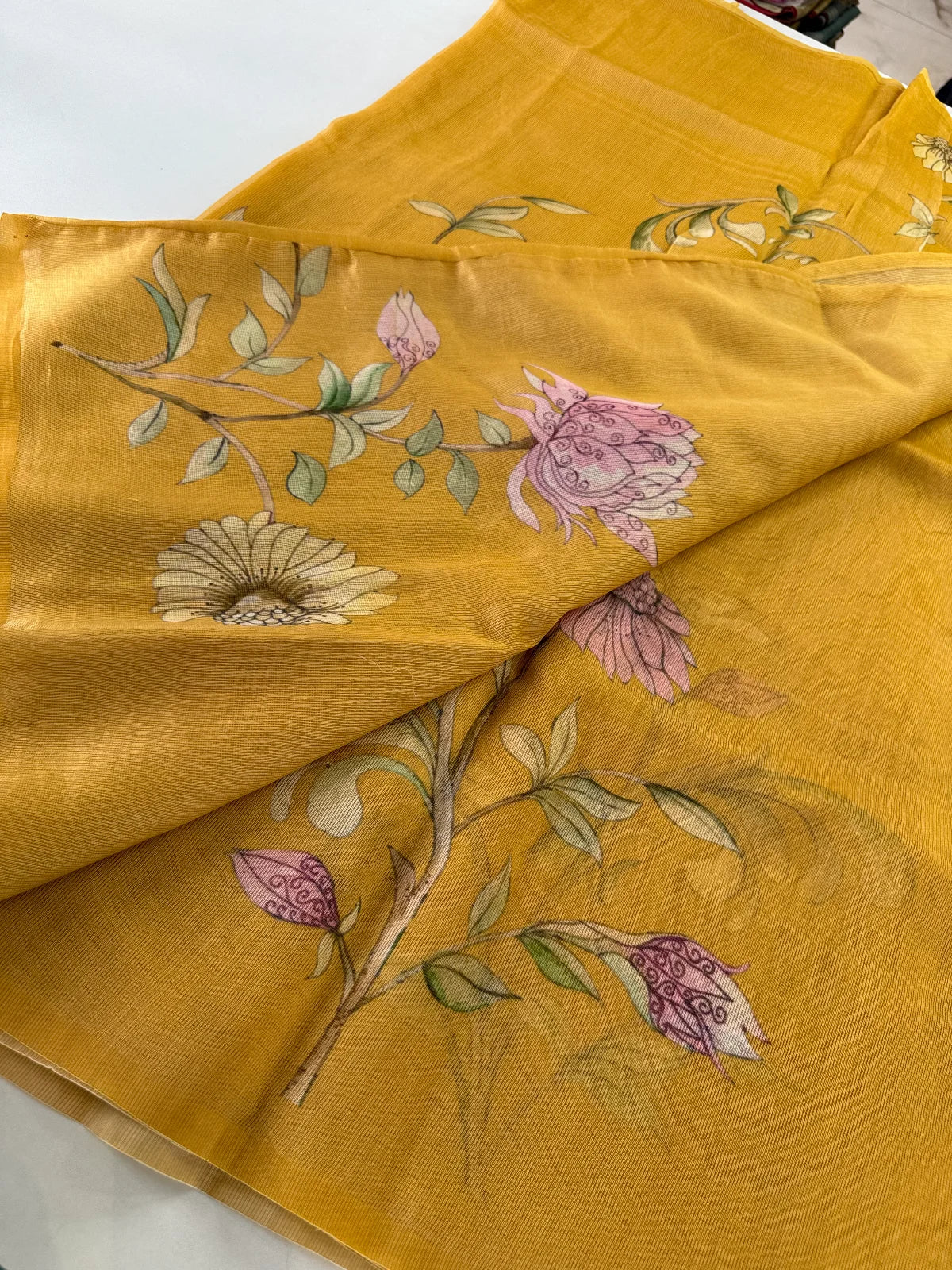 Handloom pure kotta yellow