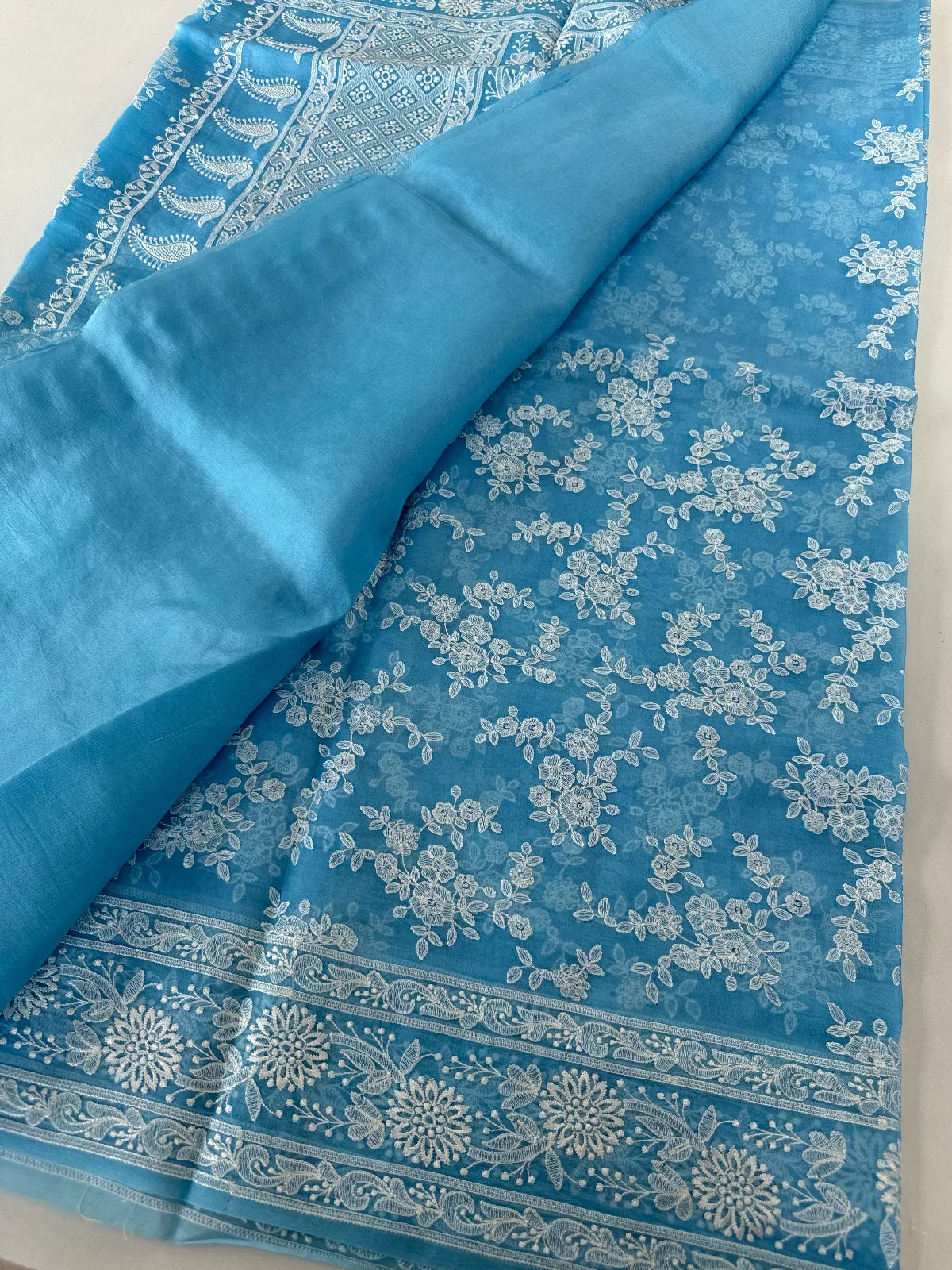 Organza chikkankari