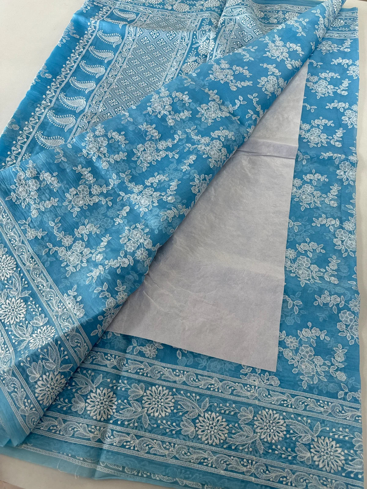 Organza chikkankari