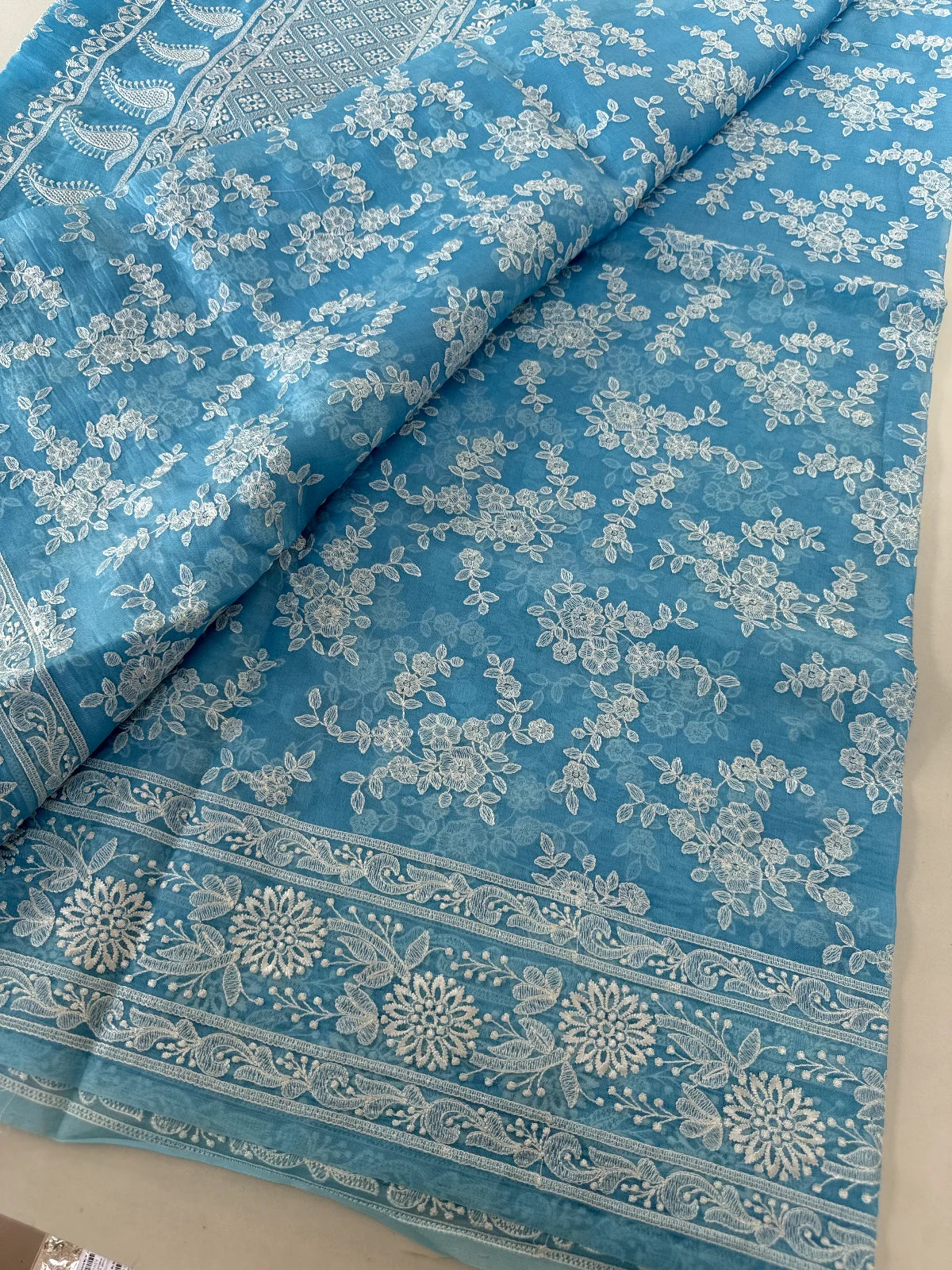 Organza chikkankari