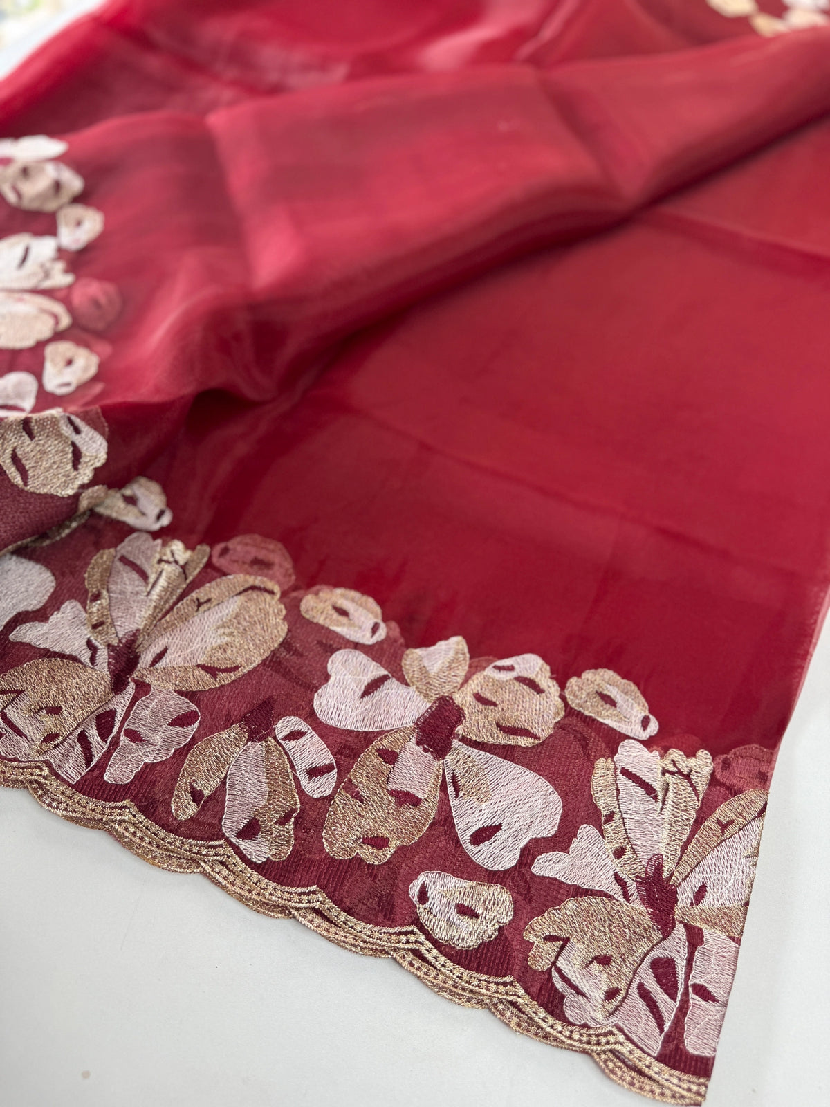 Glass Organza Saree/ CW493