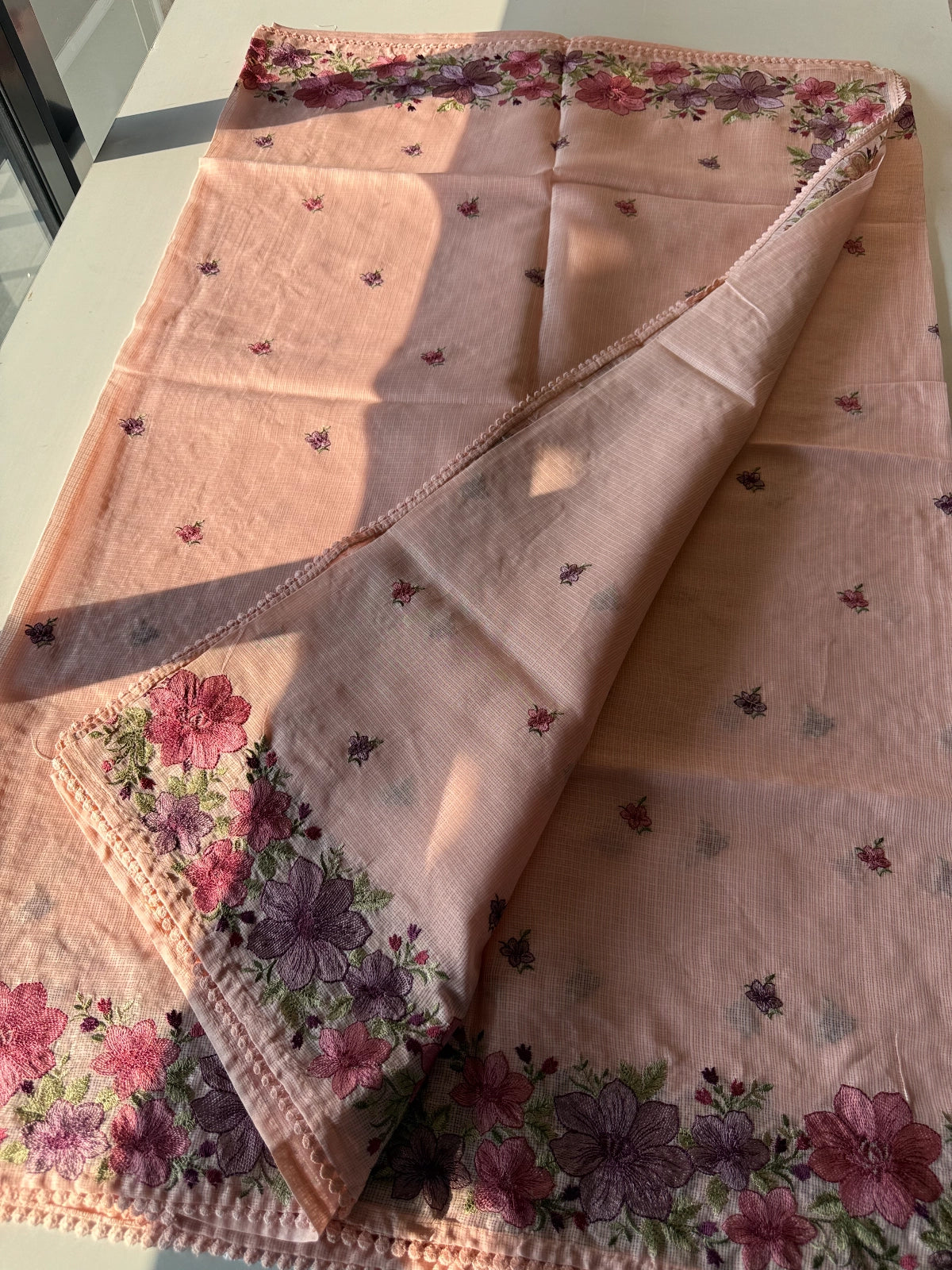 Silky Kotta Saree Peach Color / AA621