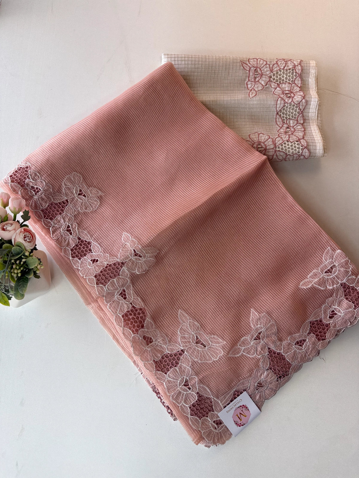 Silky Kotta Cutwork Saree/ PEW04