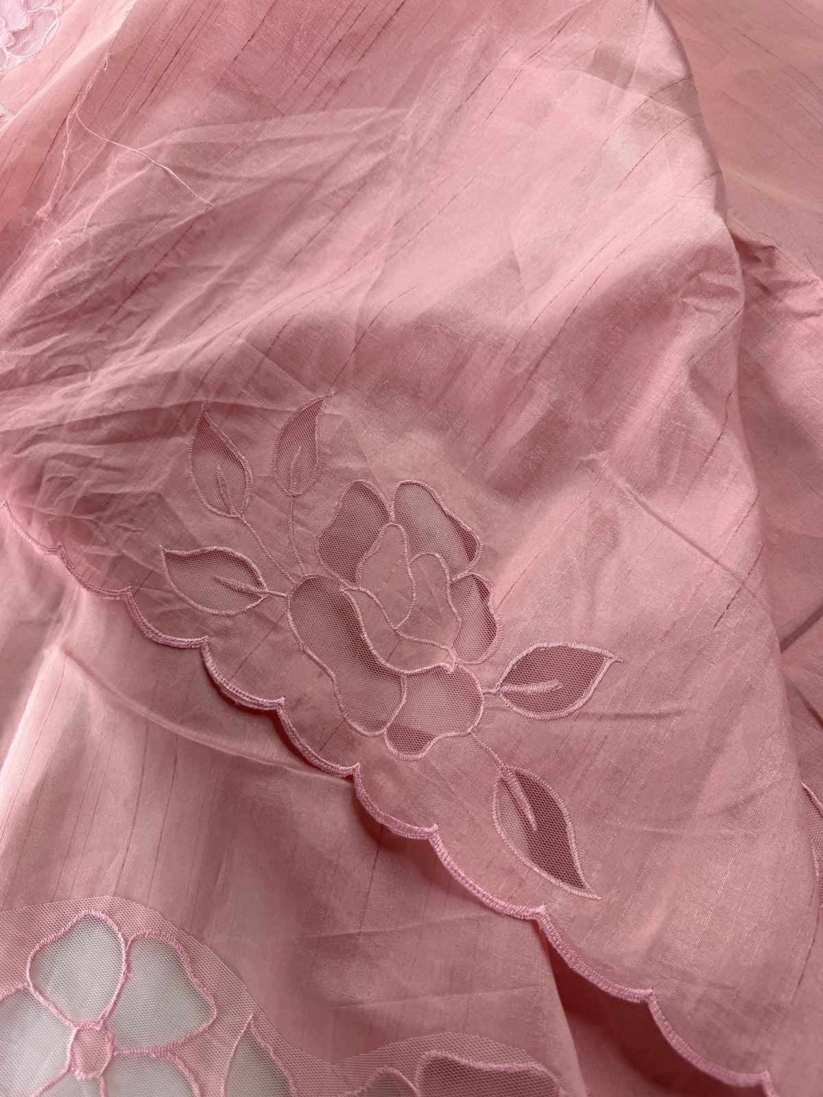 Slub Silk Saree floral appliqué / 125EFS