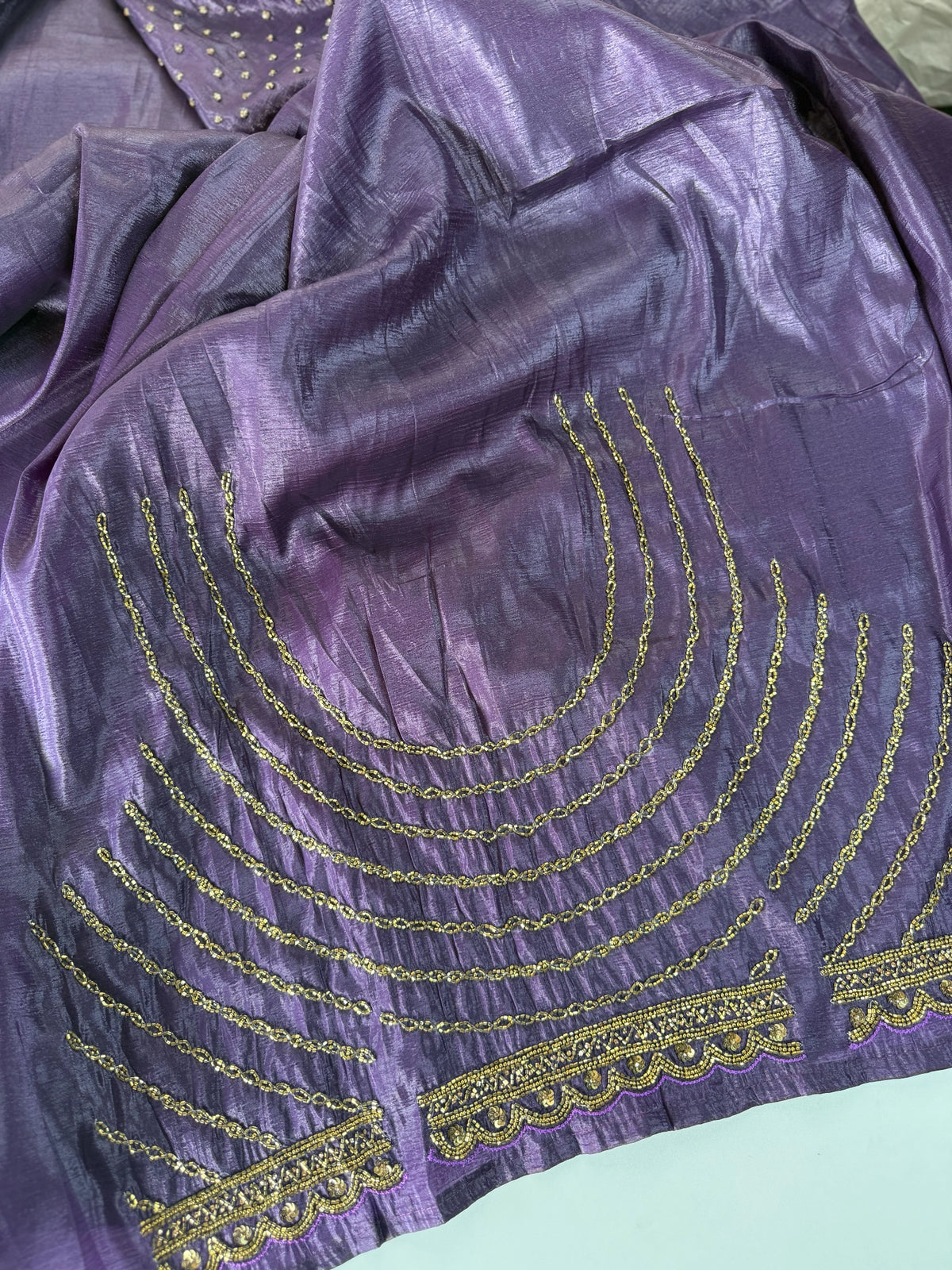 Crushed crape saree / HW076