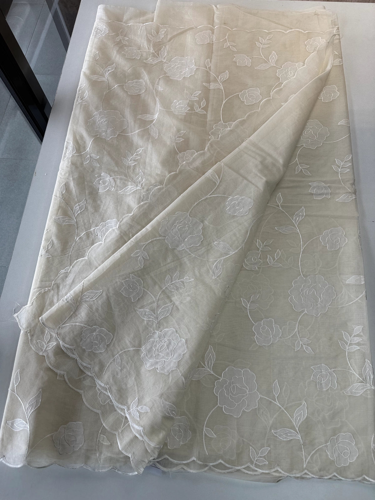 Chanderi Cotton appliqué saree / 106EFS