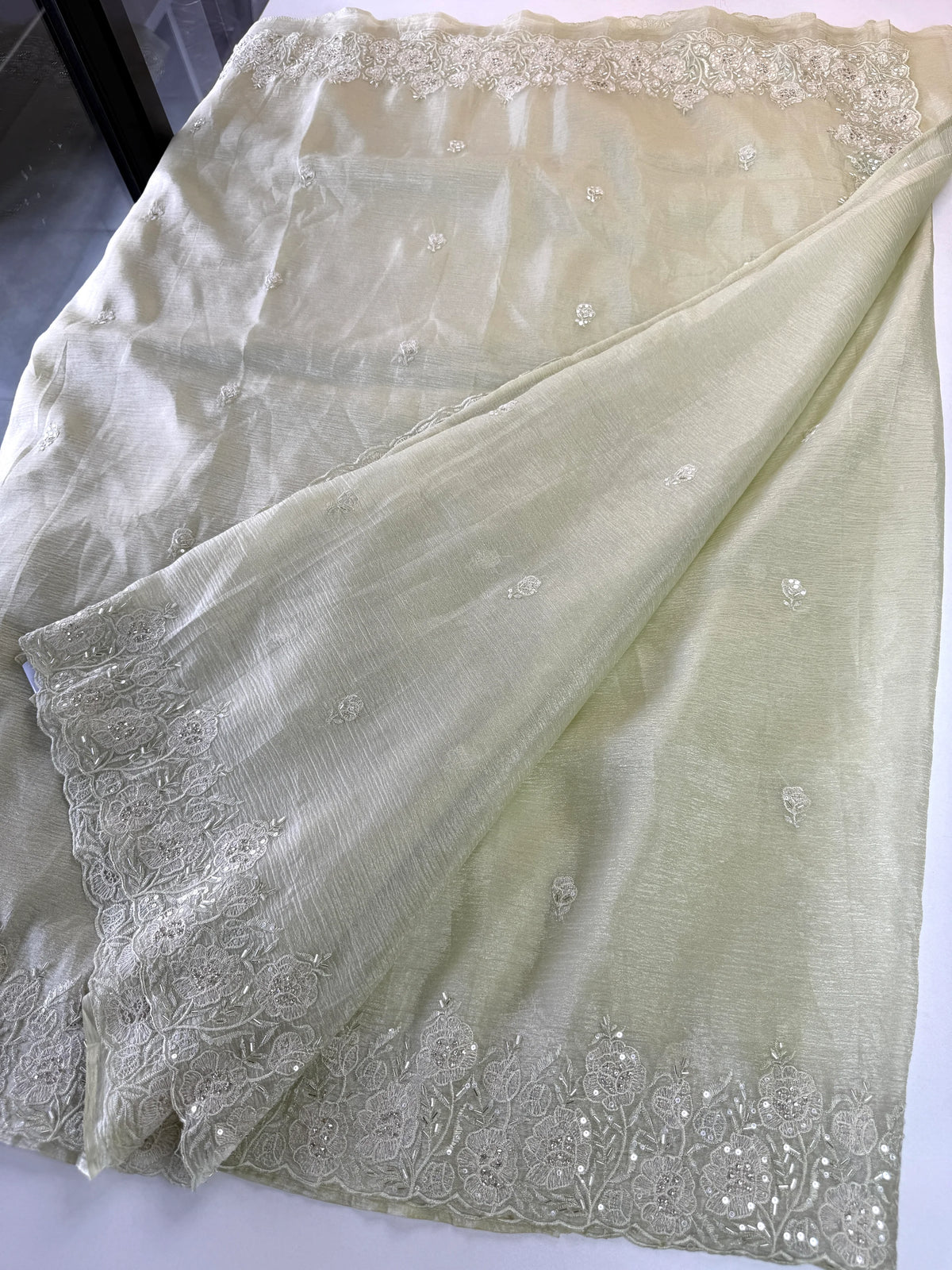 Crushed crape saree/ AM110