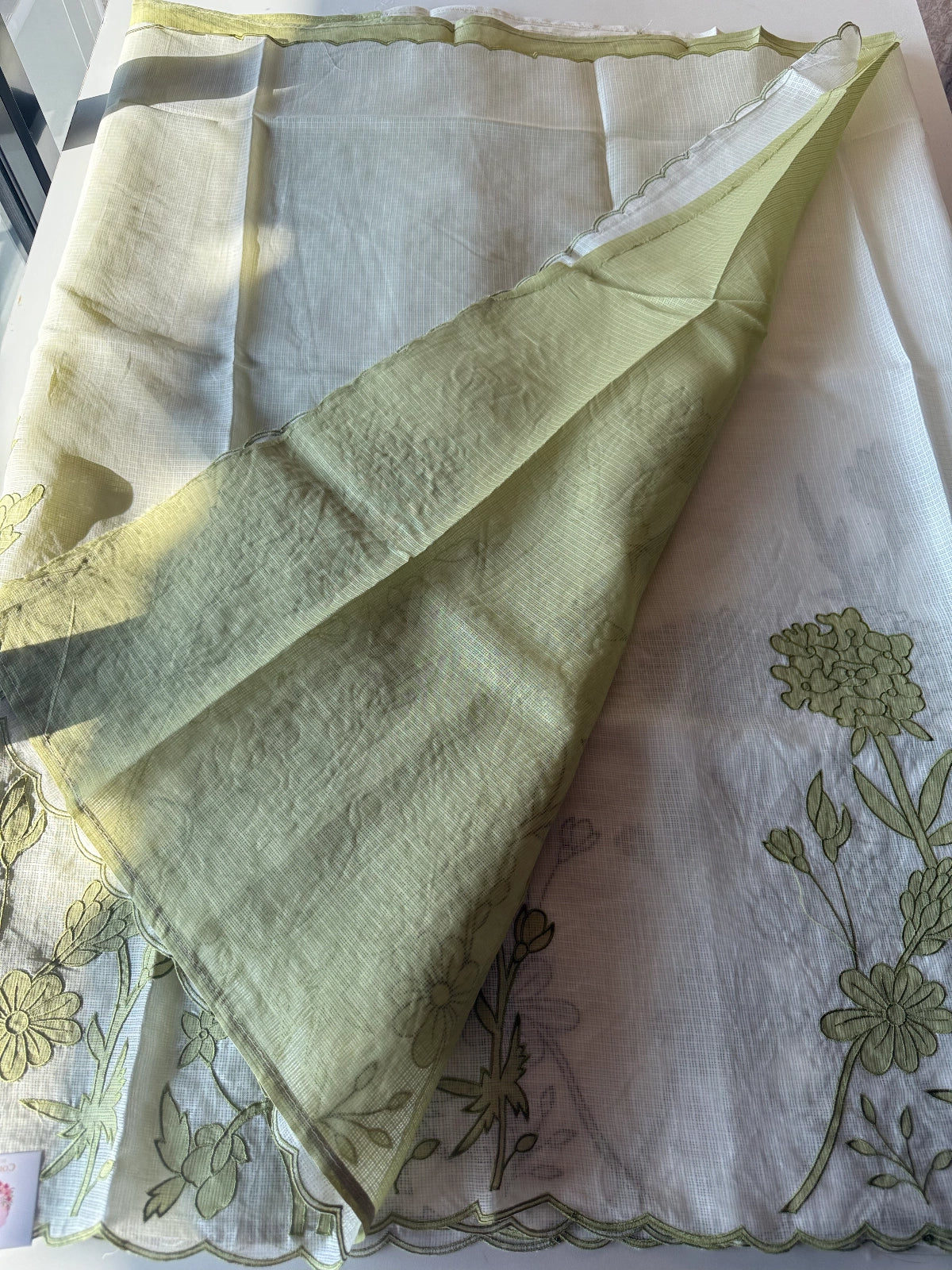 Silky kotta Appliqué worked Saree/ 4410