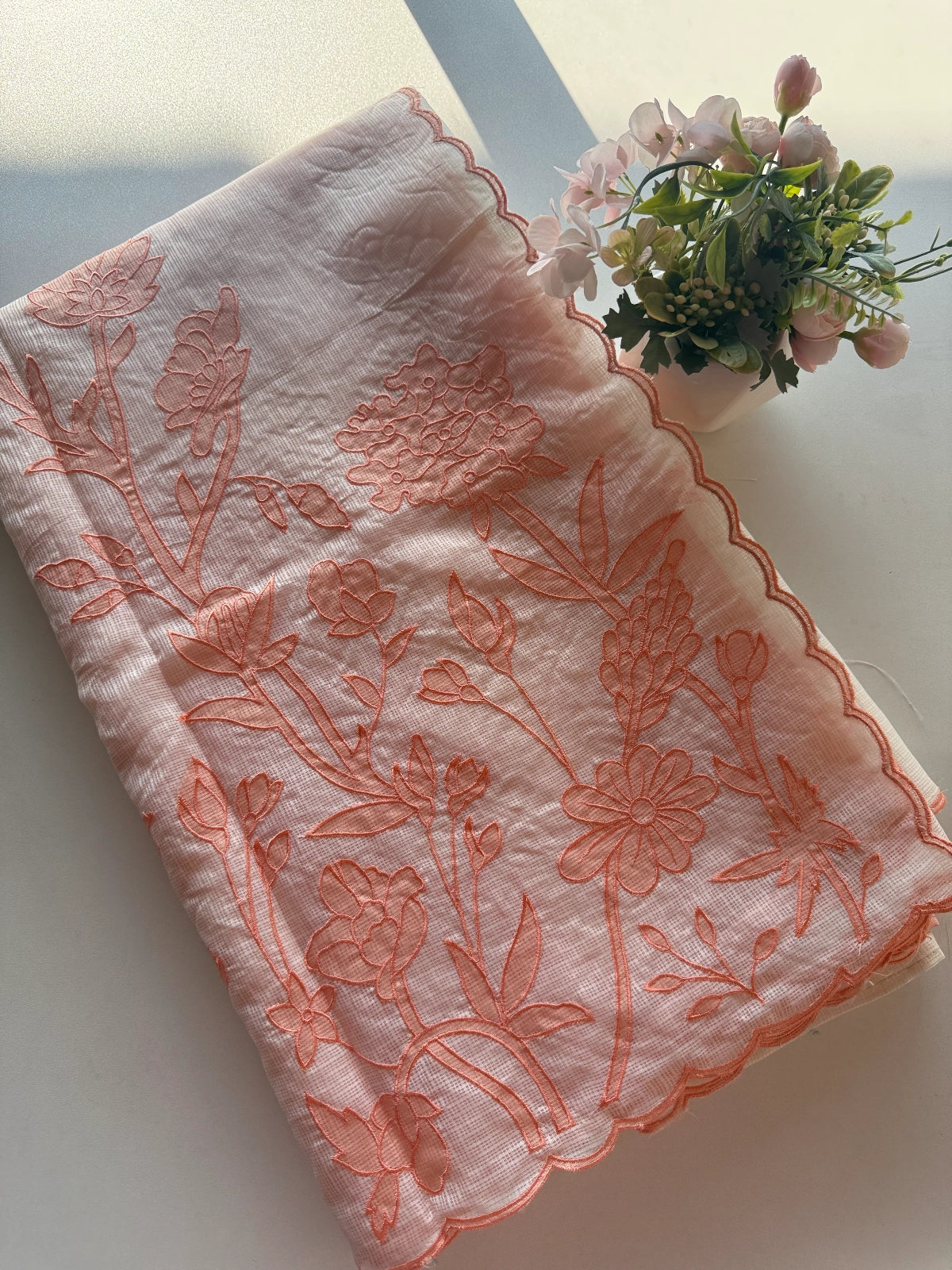 Silky kotta Appliqué worked Saree/ 4410