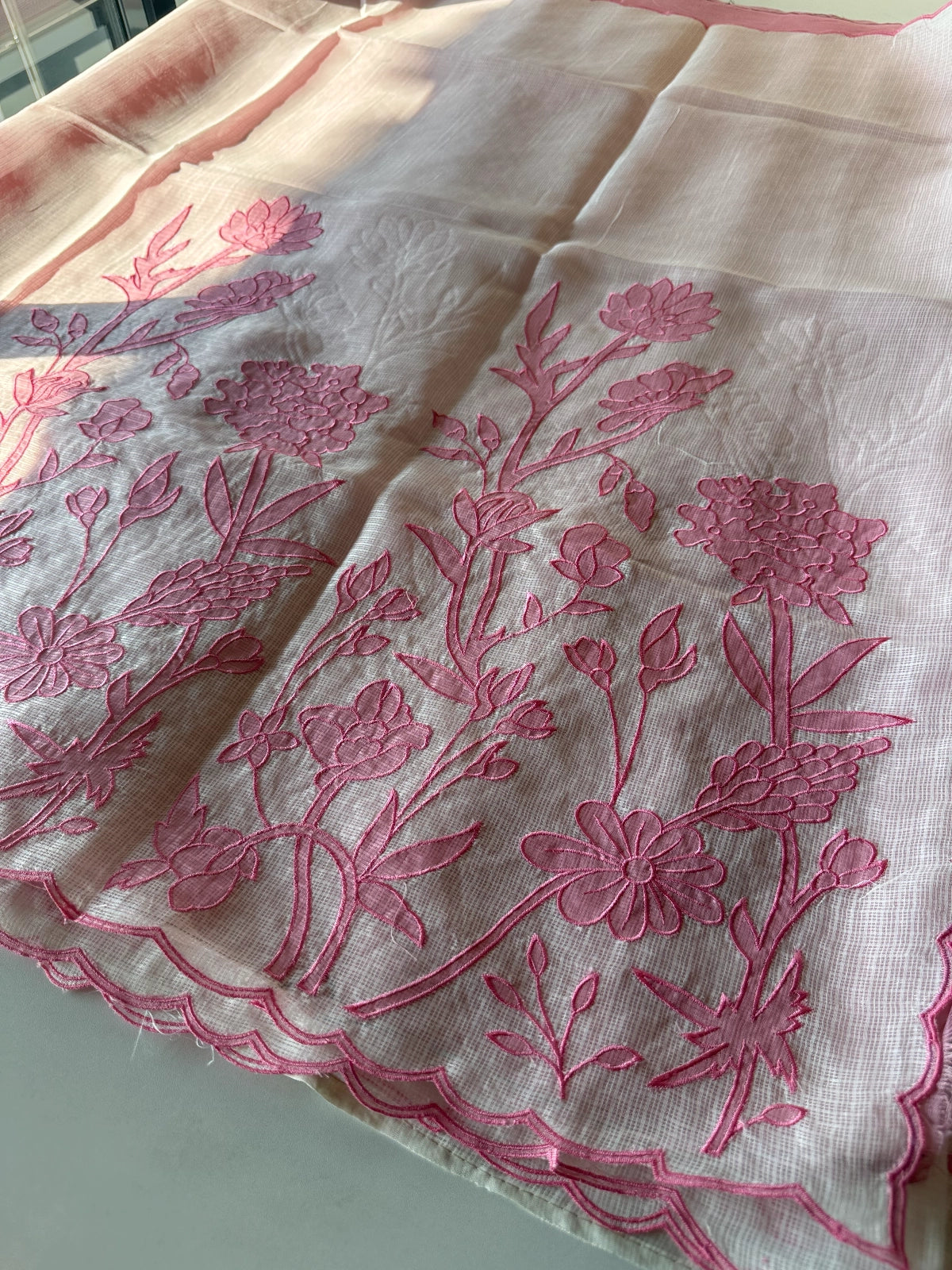 Silky kotta Appliqué worked Saree/ 4410