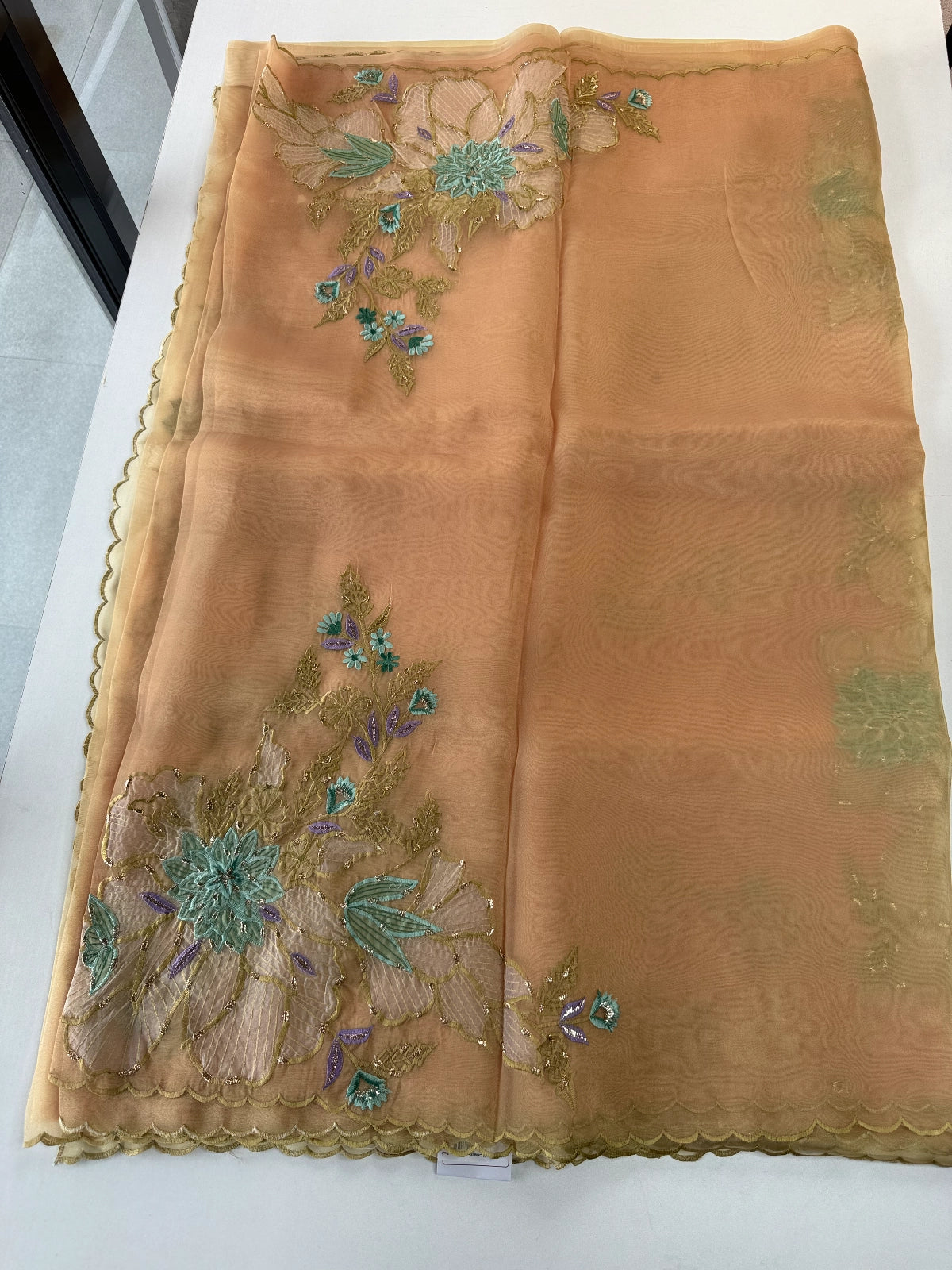 Glass Organza Saree/4435