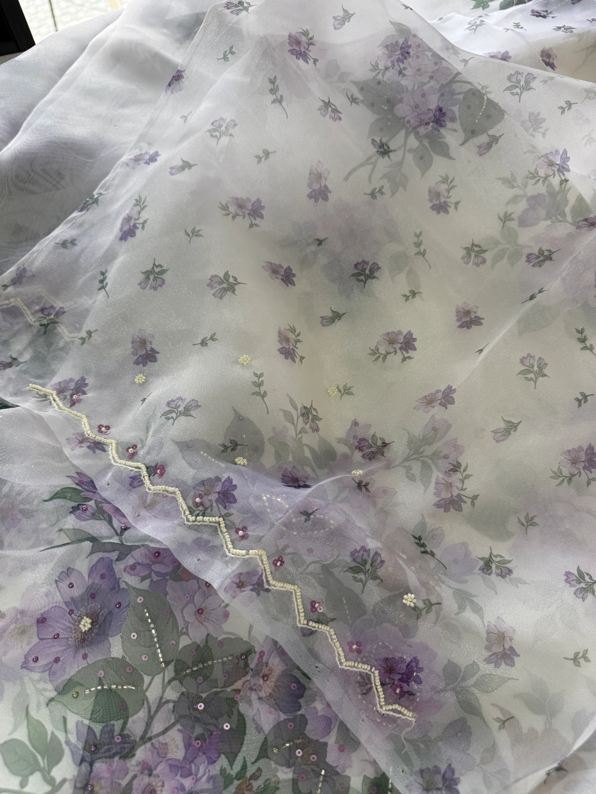 Glass Organza Saree/ 15409