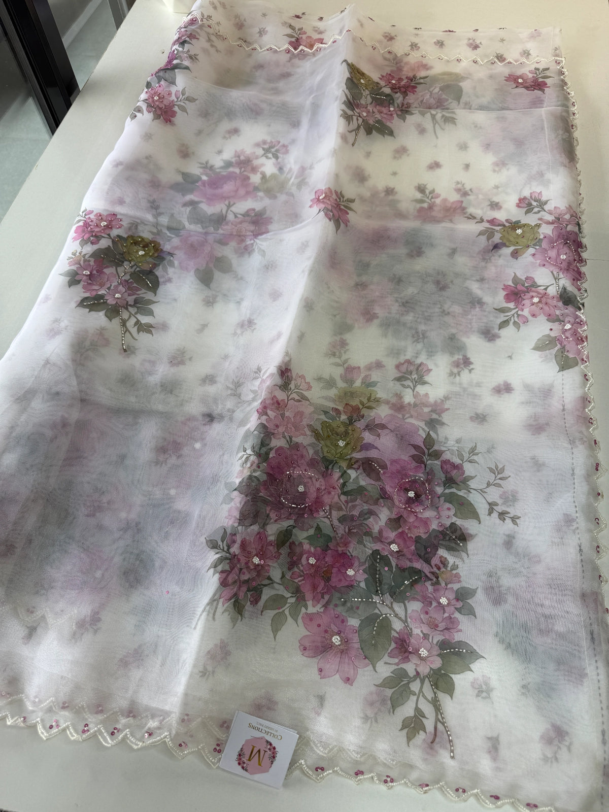 Glass Organza Saree/ 15409