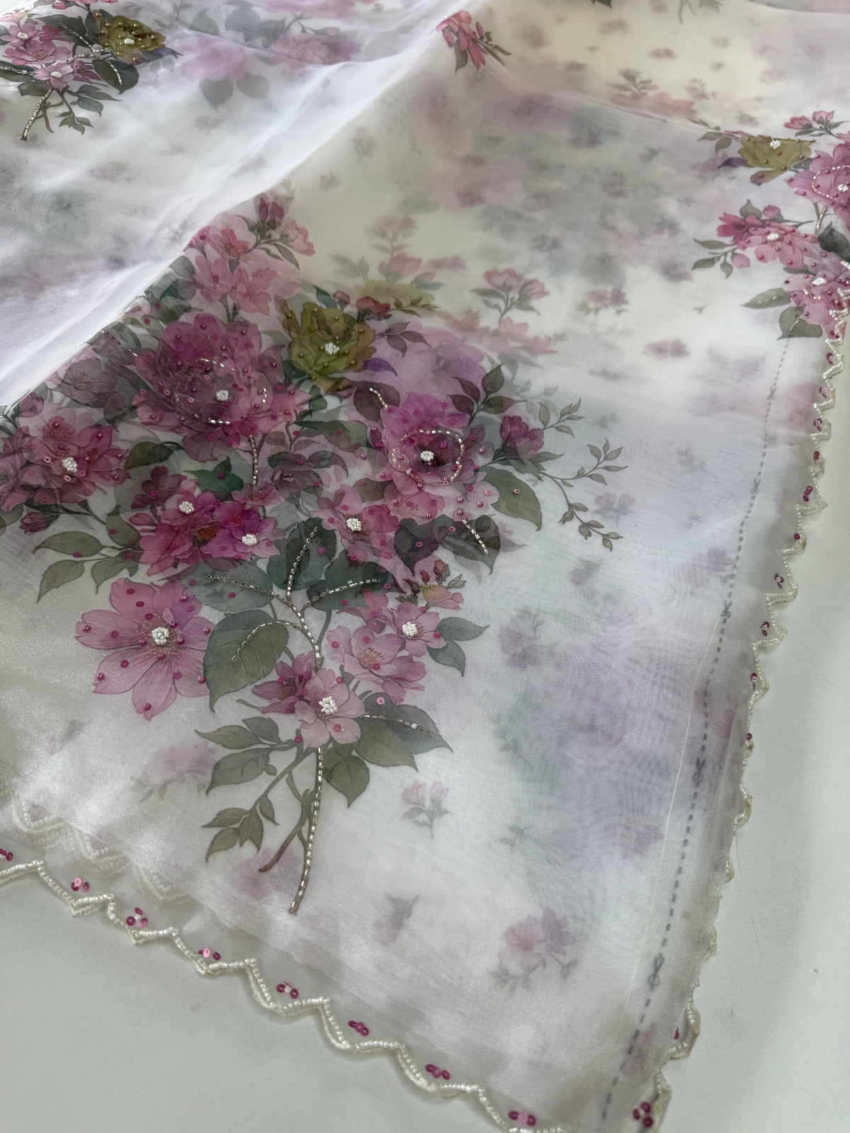 Glass Organza Saree/ 15409