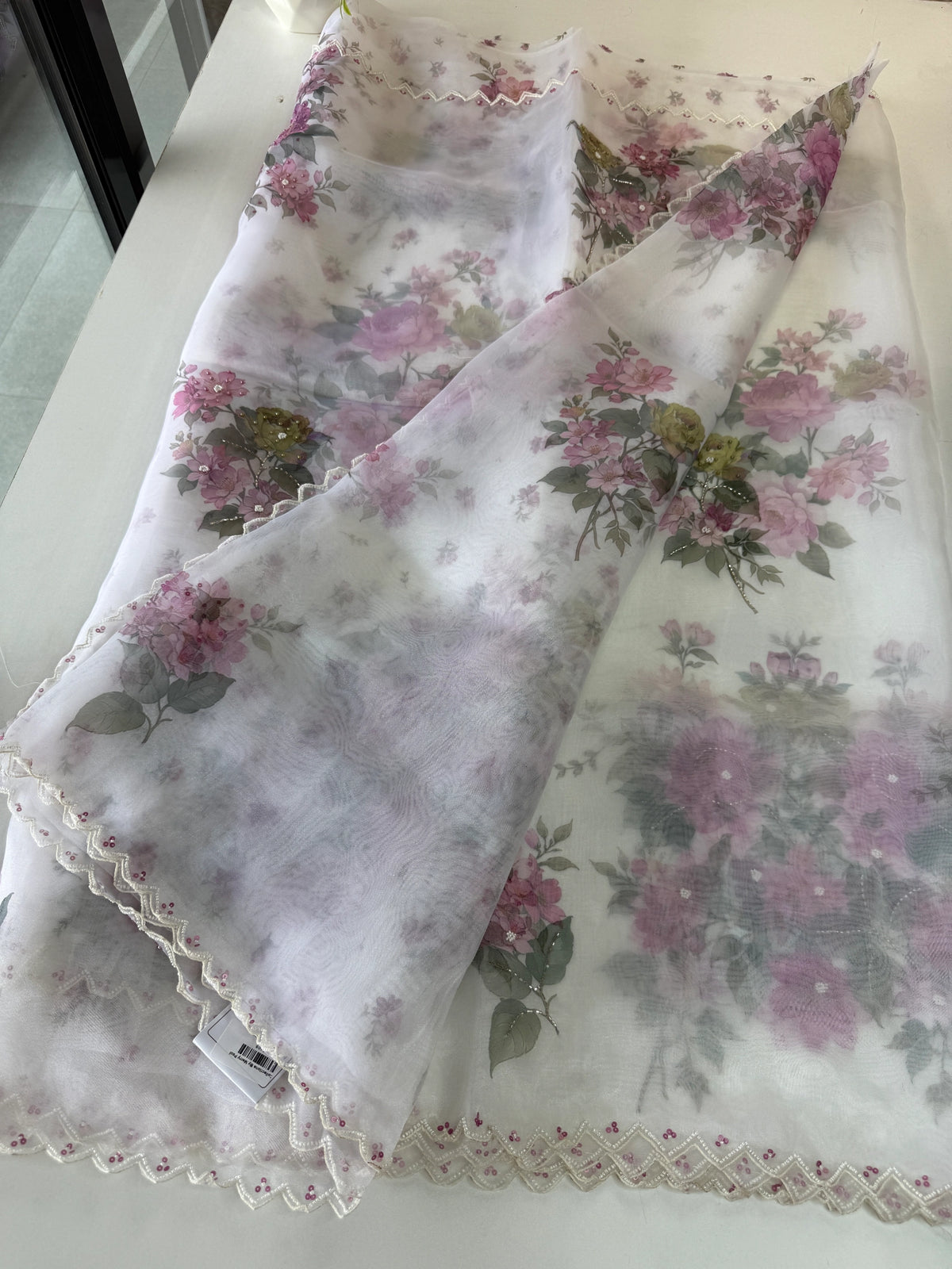 Glass Organza Saree/ 15409