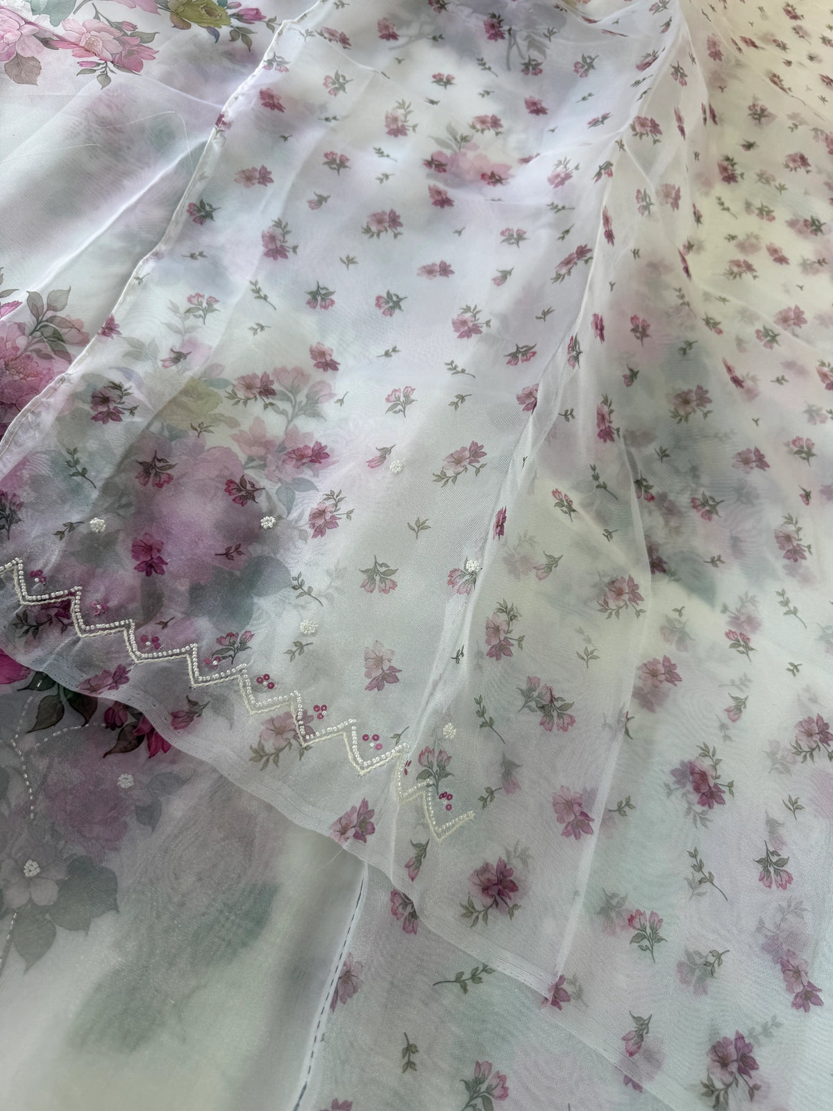 Glass Organza Saree/ 15409