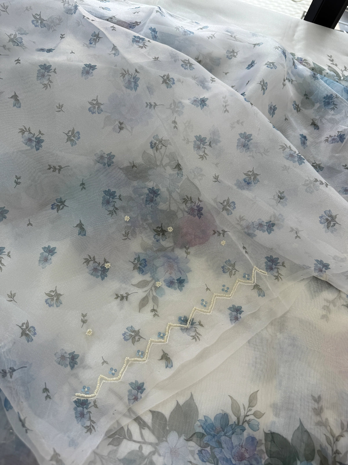Glass Organza Saree/ 15409