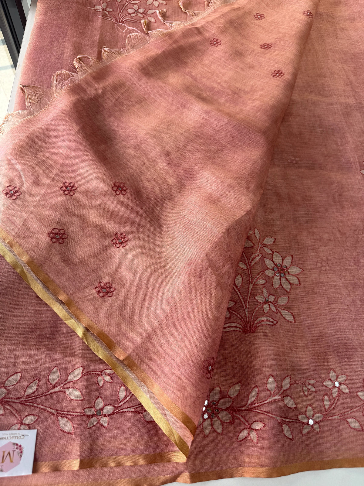 Tissue linen Blened saree / 14545