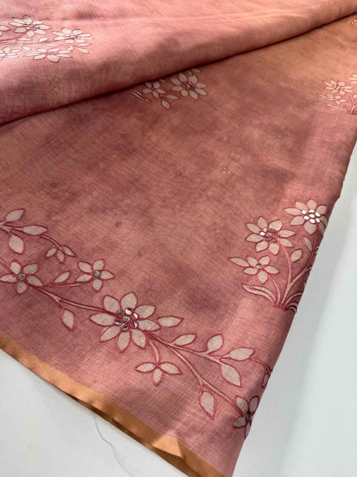 Tissue linen Blened saree / 14545