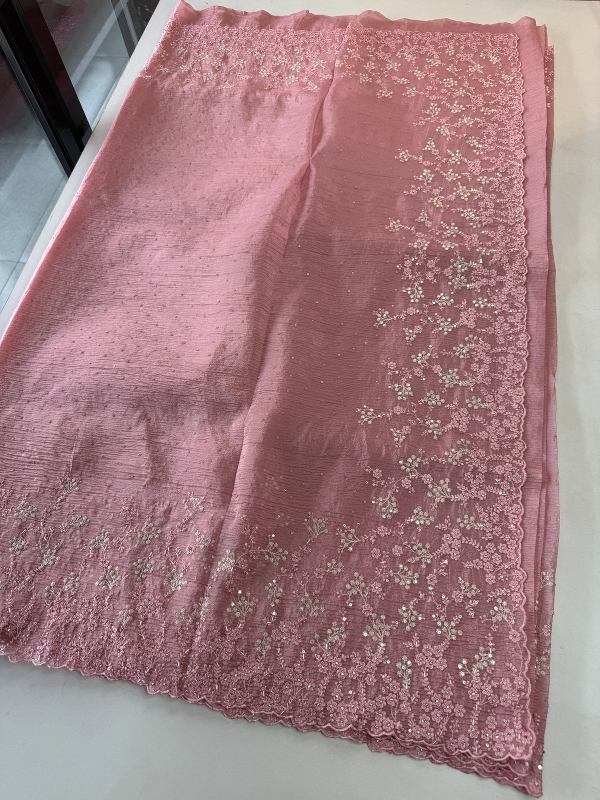 Crushed Crape Saree/ HW456